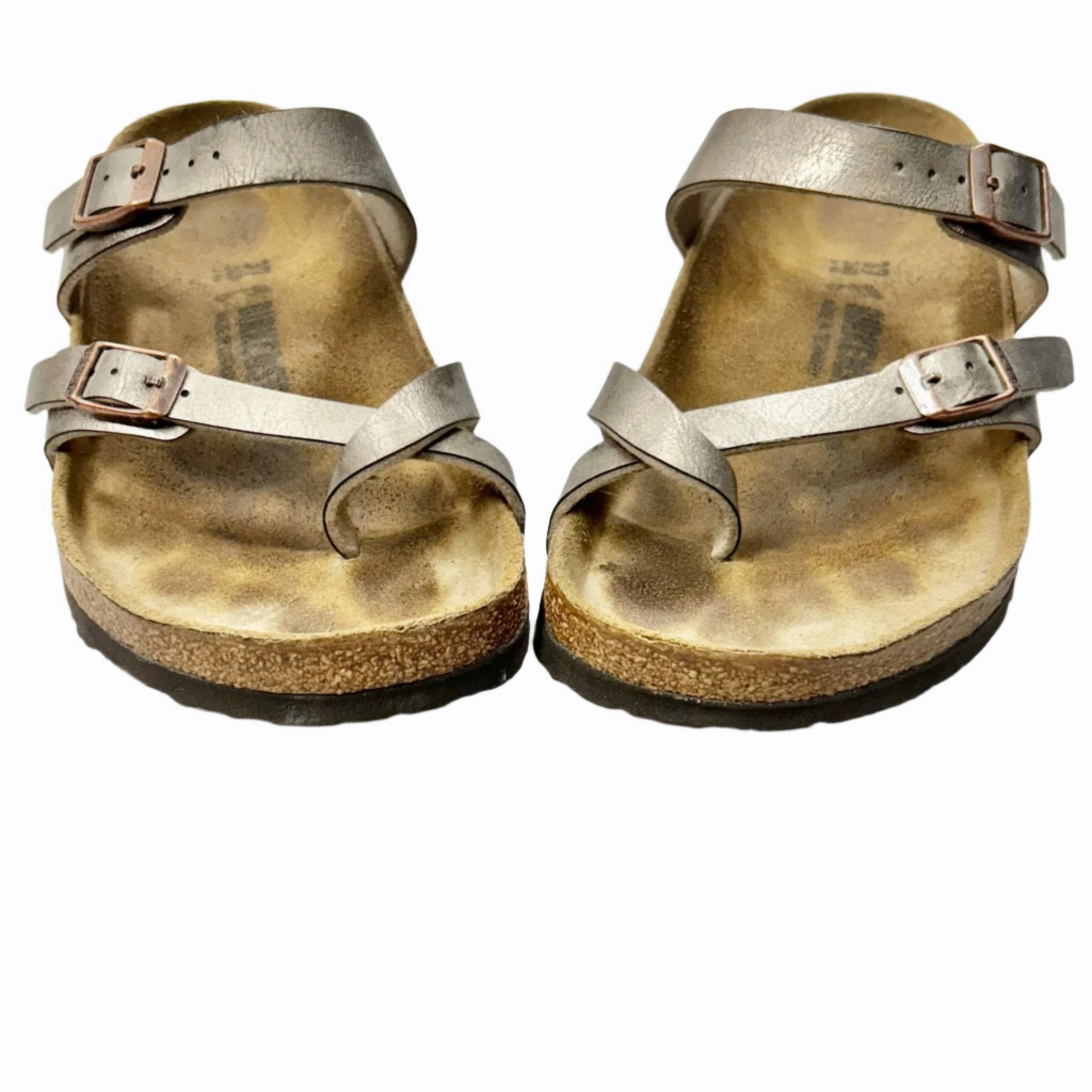 Sandals Flats By Birkenstock In Tan, Size: 6