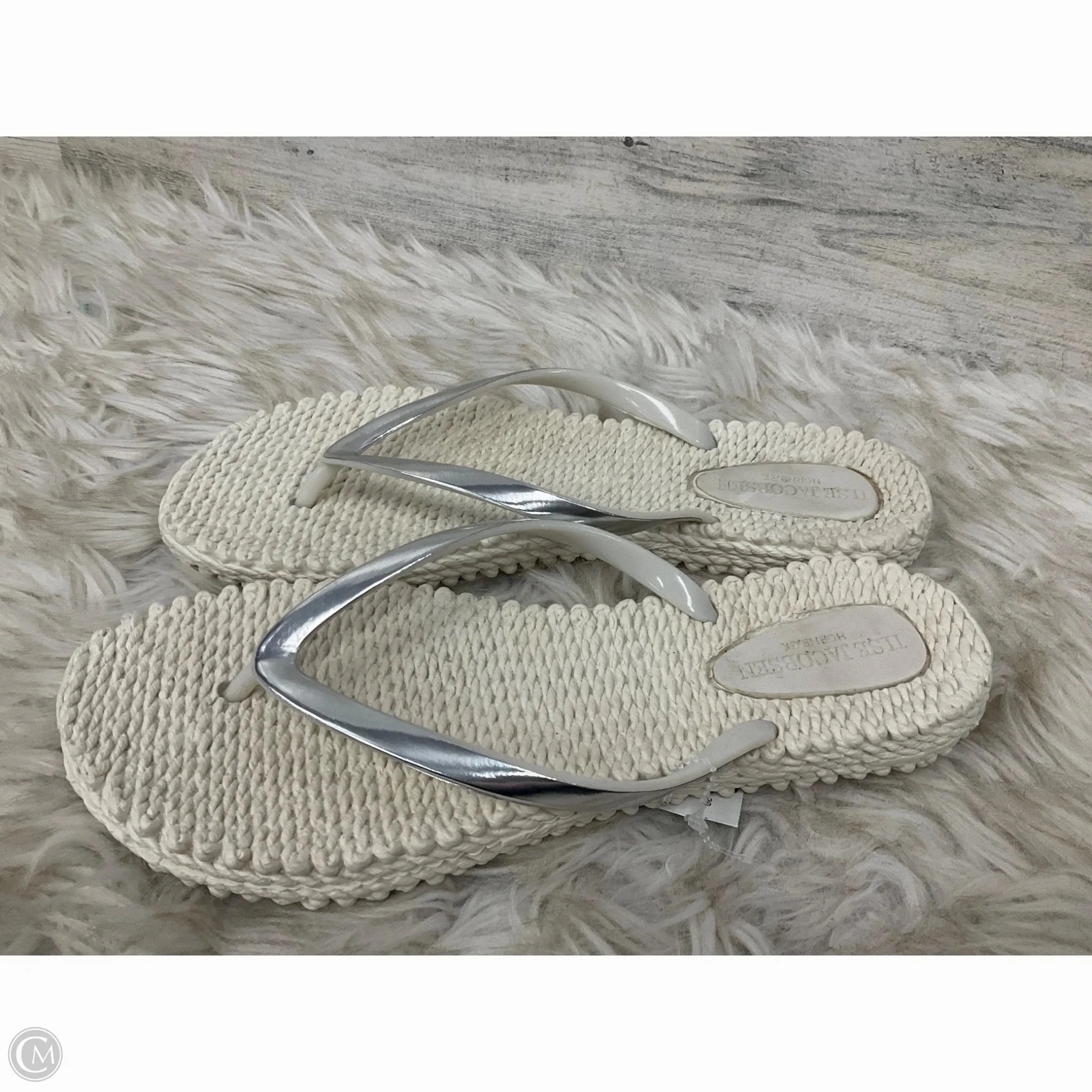 Sandals Flip Flops By Clothes Mentor In Silver, Size: 10