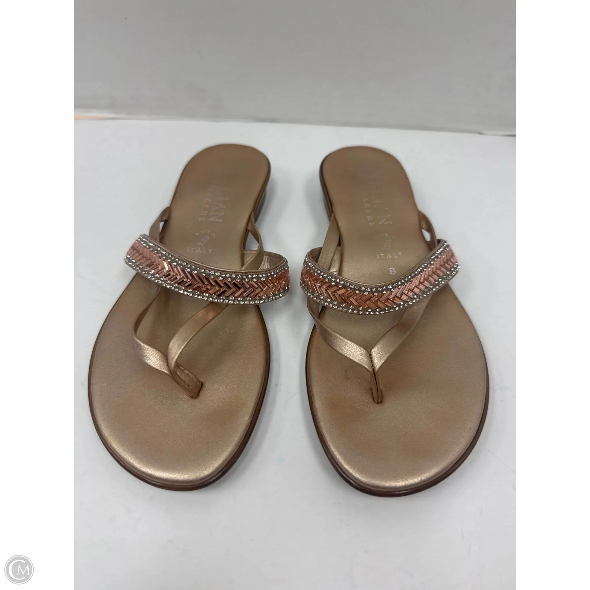 Sandals Flip Flops By Italian Shoemakers In Brown, Size: 8