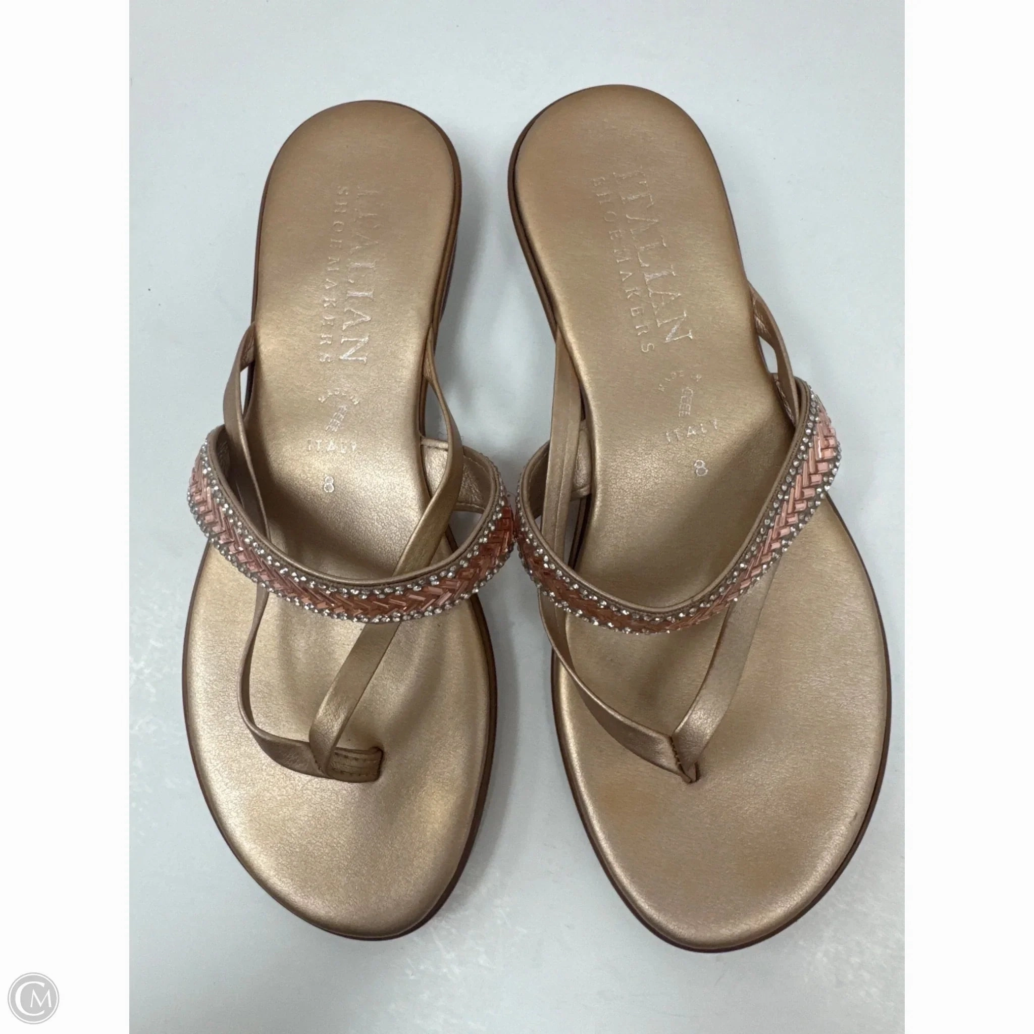 Sandals Flip Flops By Italian Shoemakers In Brown, Size: 8