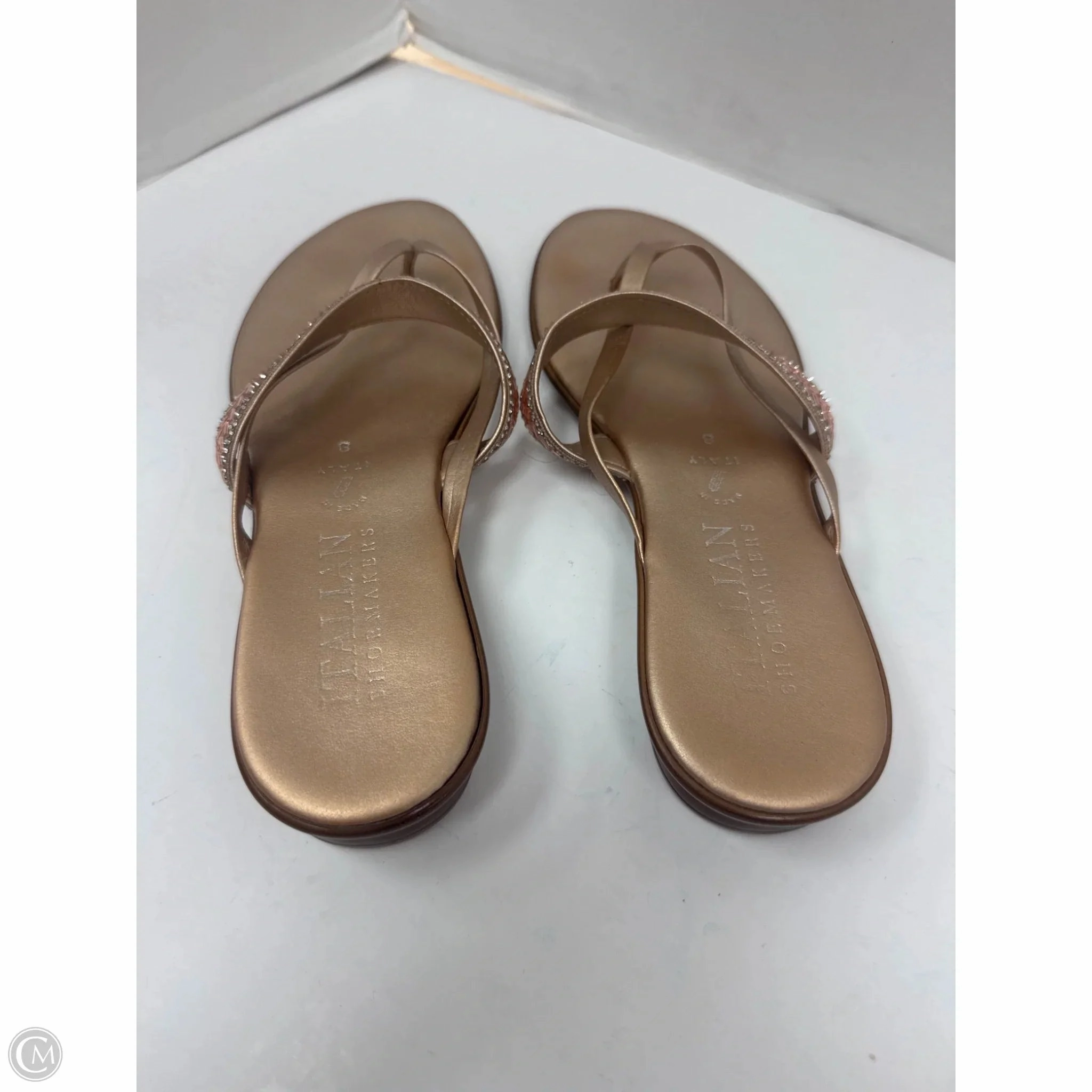 Sandals Flip Flops By Italian Shoemakers In Brown, Size: 8