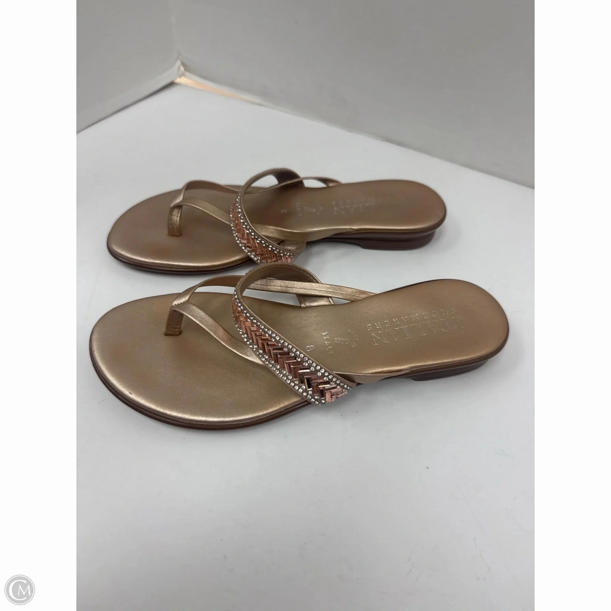 Sandals Flip Flops By Italian Shoemakers In Brown, Size: 8