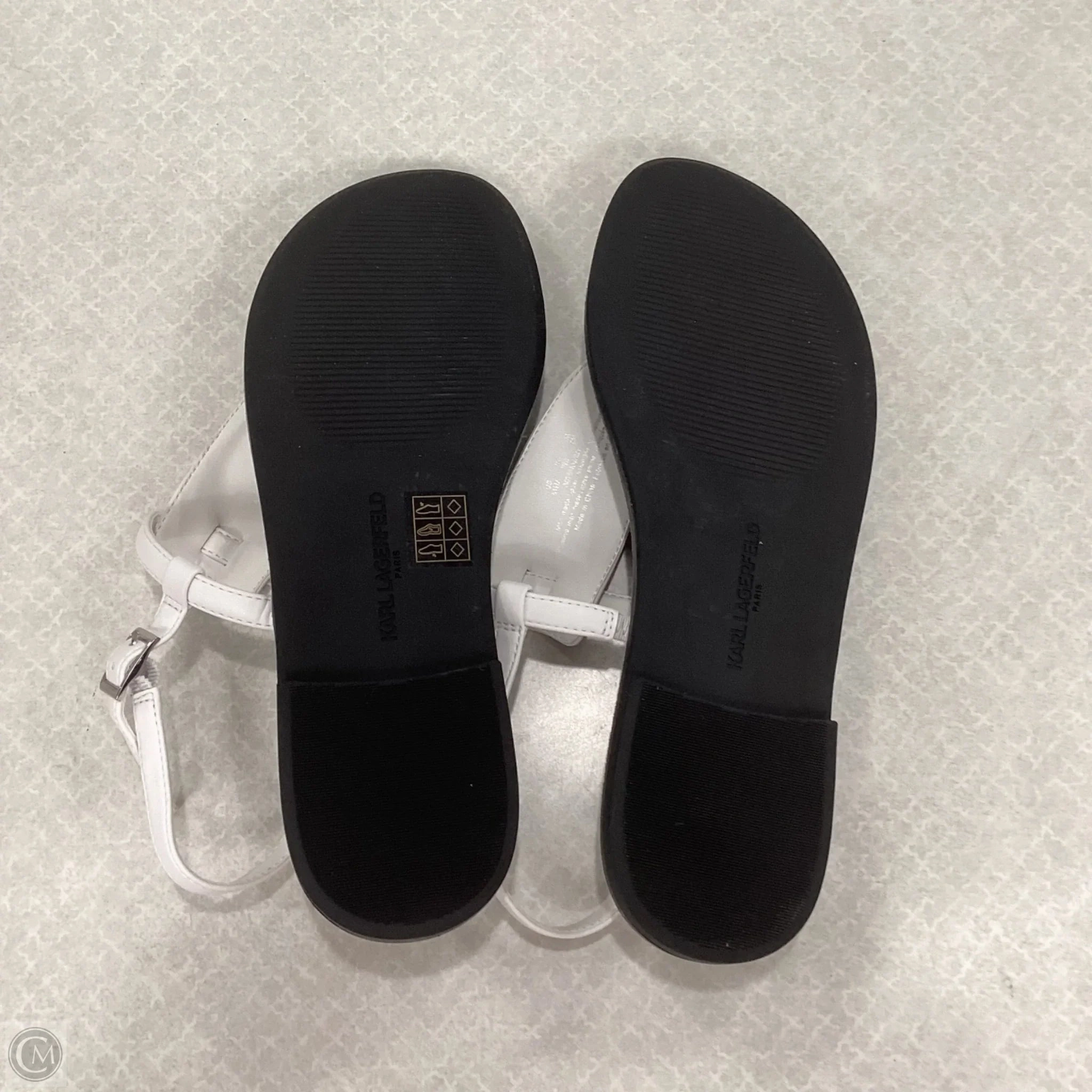 Sandals Flip Flops By Karl Lagerfeld In Black & White, Size: 8.5
