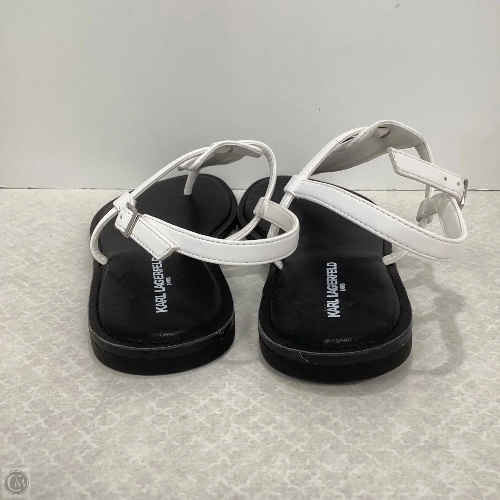 Sandals Flip Flops By Karl Lagerfeld In Black & White, Size: 8.5