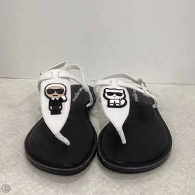 Sandals Flip Flops By Karl Lagerfeld In Black & White, Size: 8.5