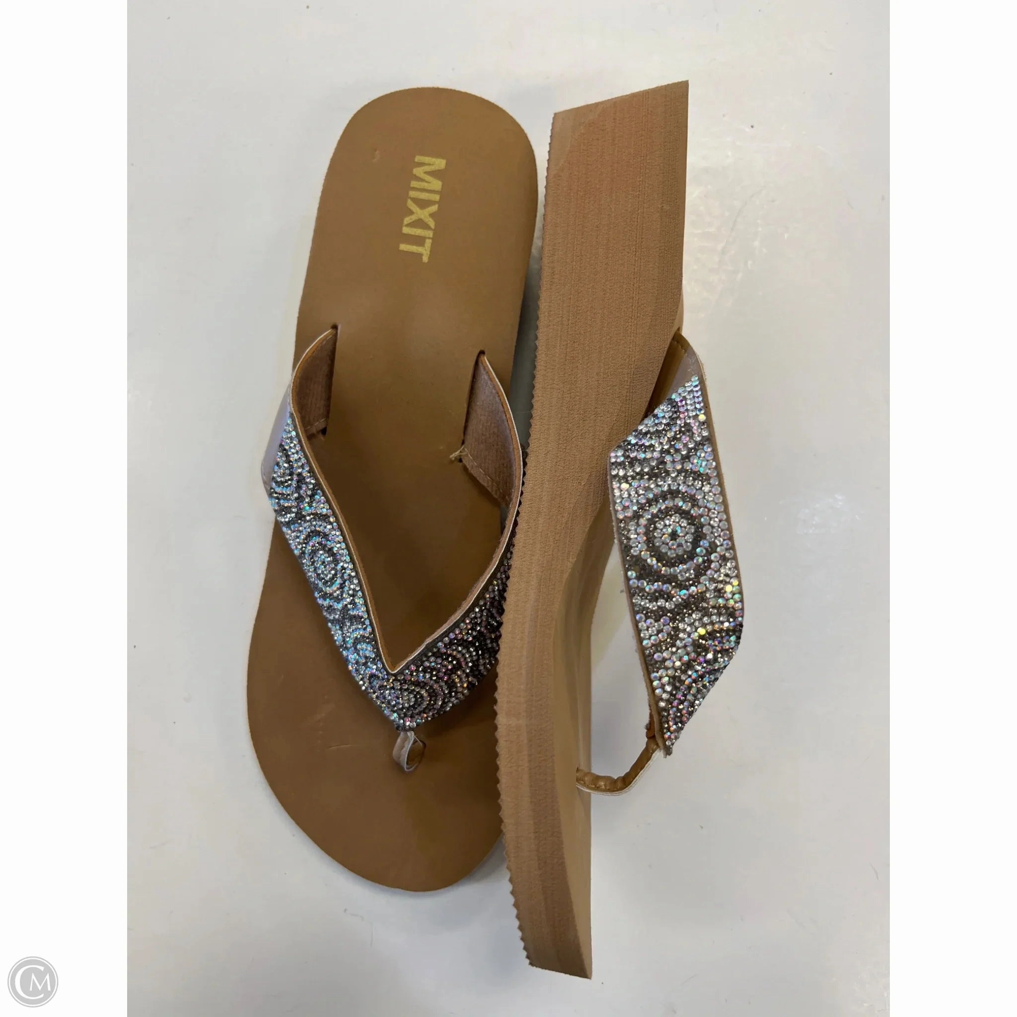 Sandals Flip Flops By Mix It In Beige, Size: 10