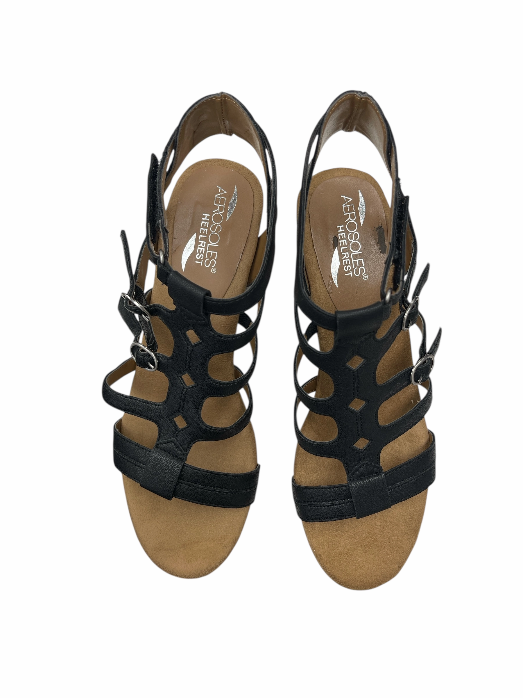 SANDALS HEELS WEDGE by AEROSOLES In BLACK, Size: 9