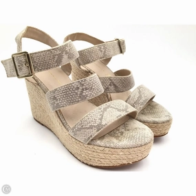 Sandals Heels Wedge By Bc Clothing Company In Snakeskin Print, Size: 7.5