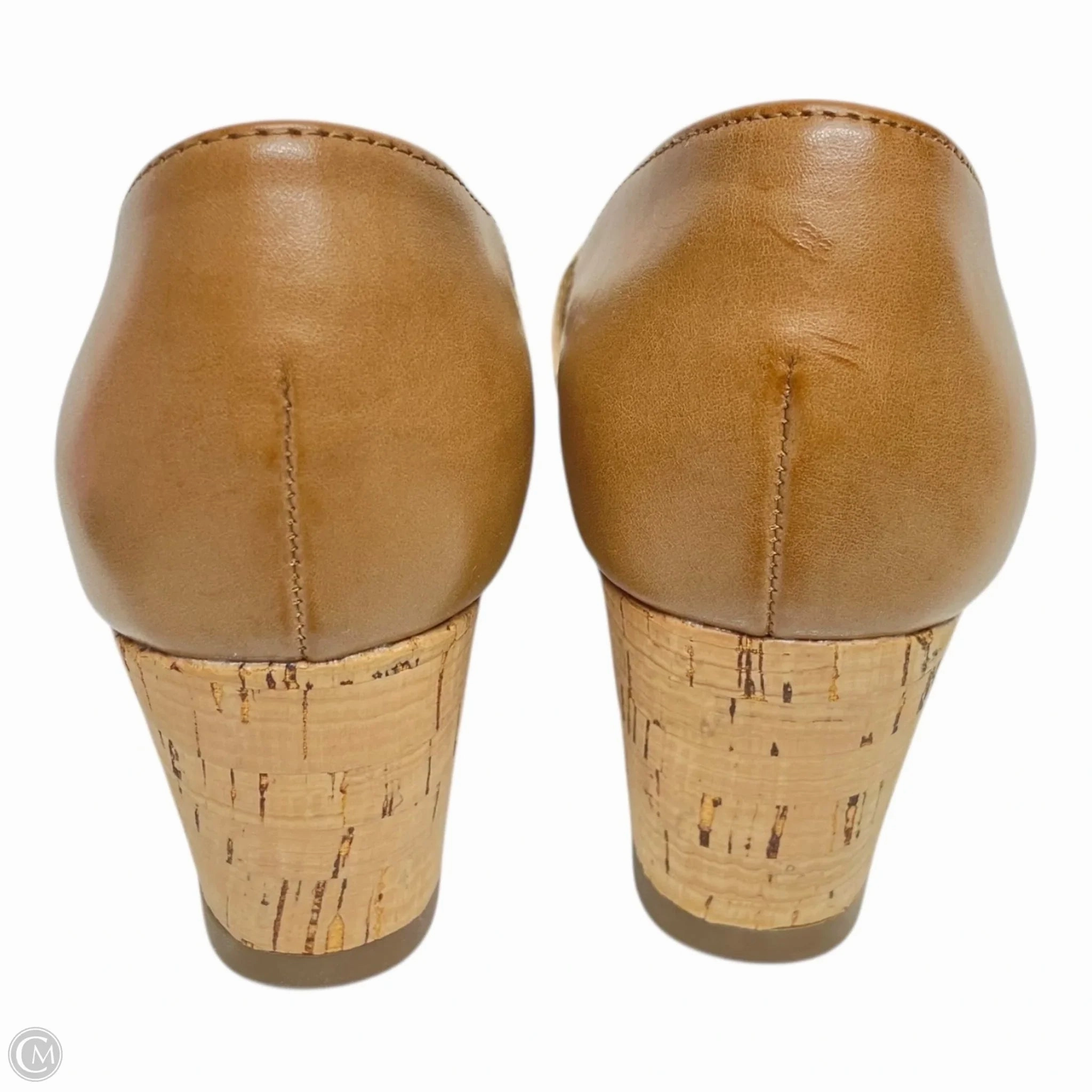 Sandals Heels Wedge By Clothes Mentor In Tan, Size: 7.5