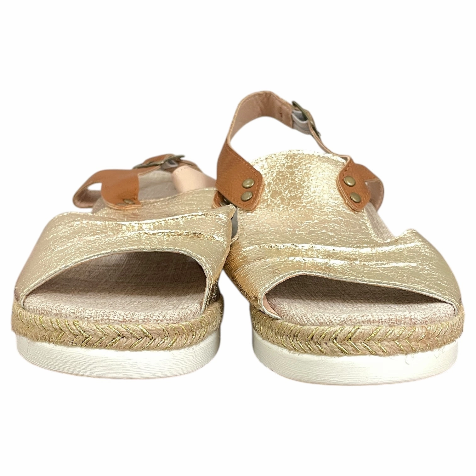 Sandals Heels Wedge By Cme In Gold, Size:12.5