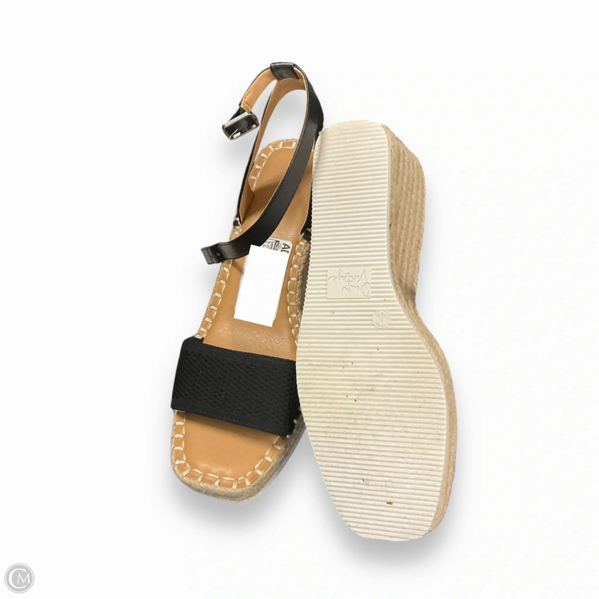 Sandals Heels Wedge By Crown Vintage In Black & Tan, Size: 8.5