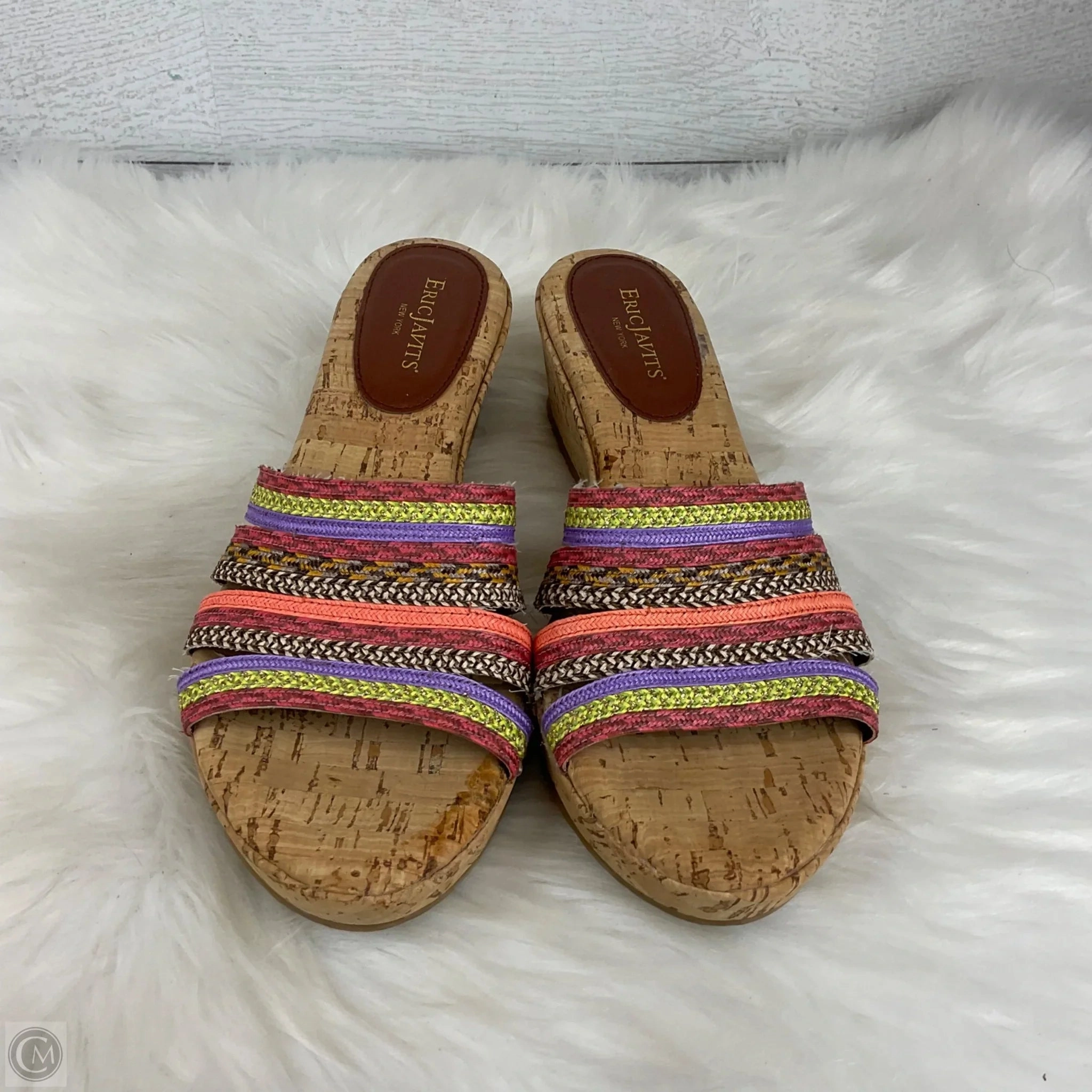 Sandals Heels Wedge By Eric Javitz In Multi-colored, Size: 9.5