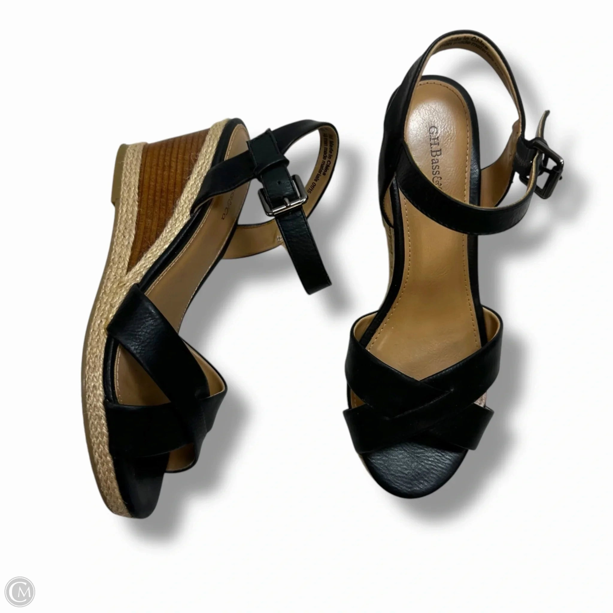 Sandals Heels Wedge By Gh Bass And Co In Black, Size: 6