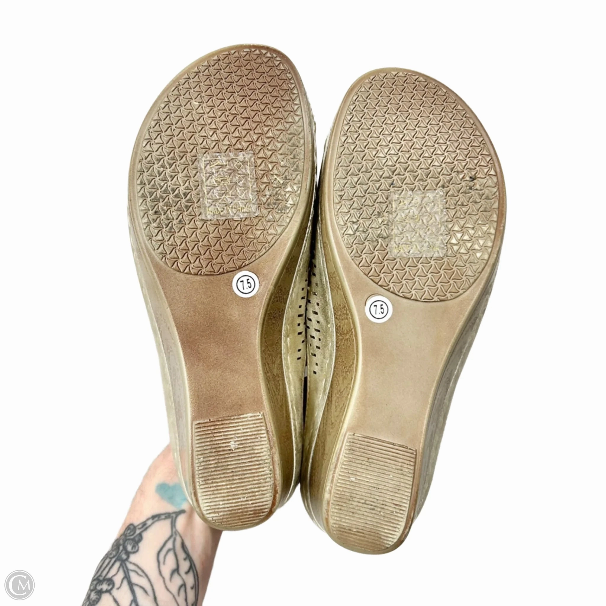 Sandals Heels Wedge By Good Choice In Tan, Size: 7.5