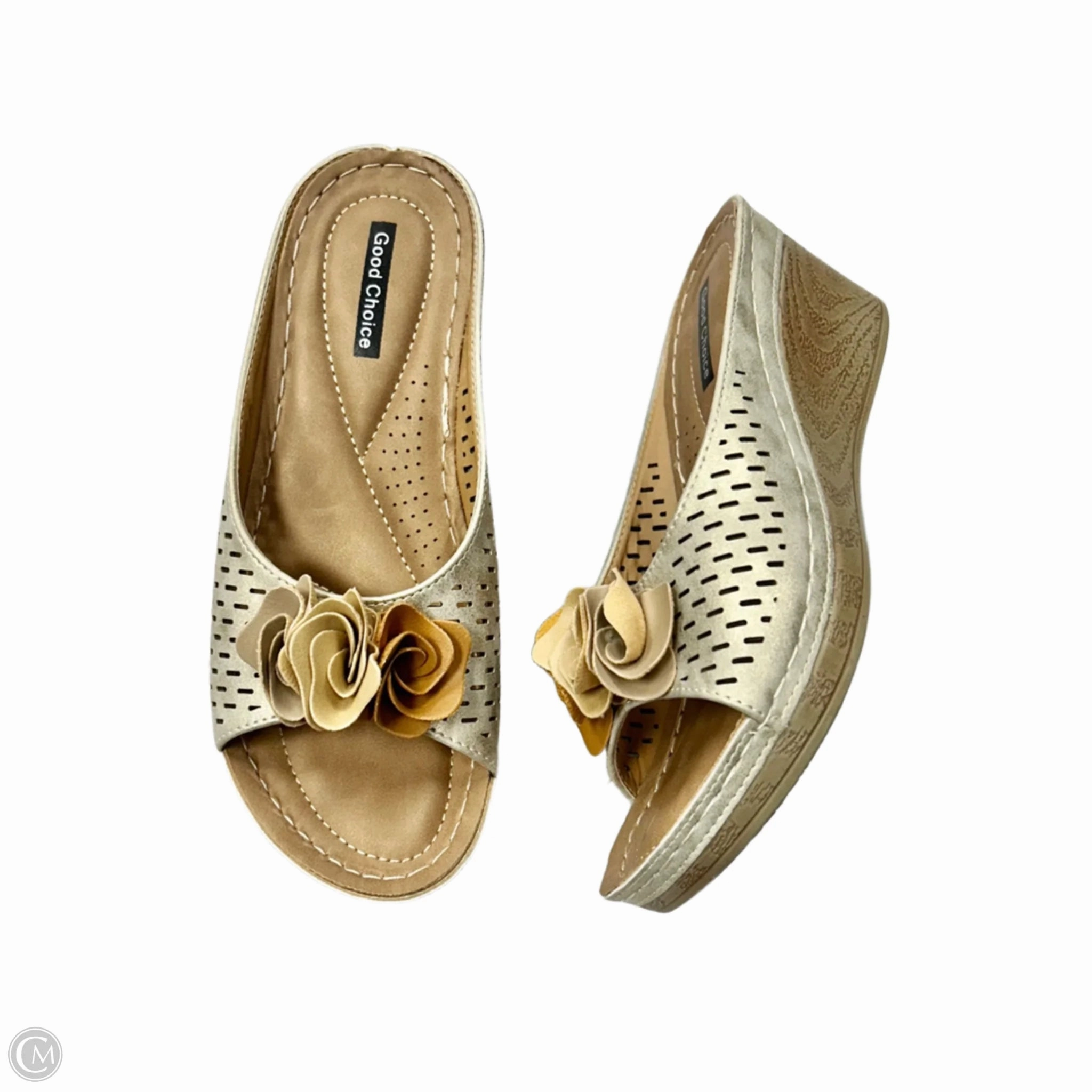 Sandals Heels Wedge By Good Choice In Tan, Size: 7.5
