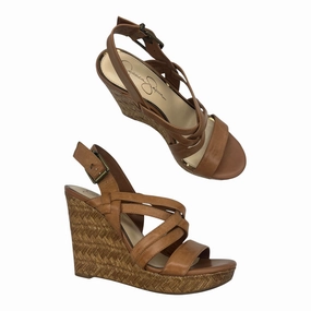 Sandals Heels Wedge By Jessica Simpson In Brown, Size:8.5