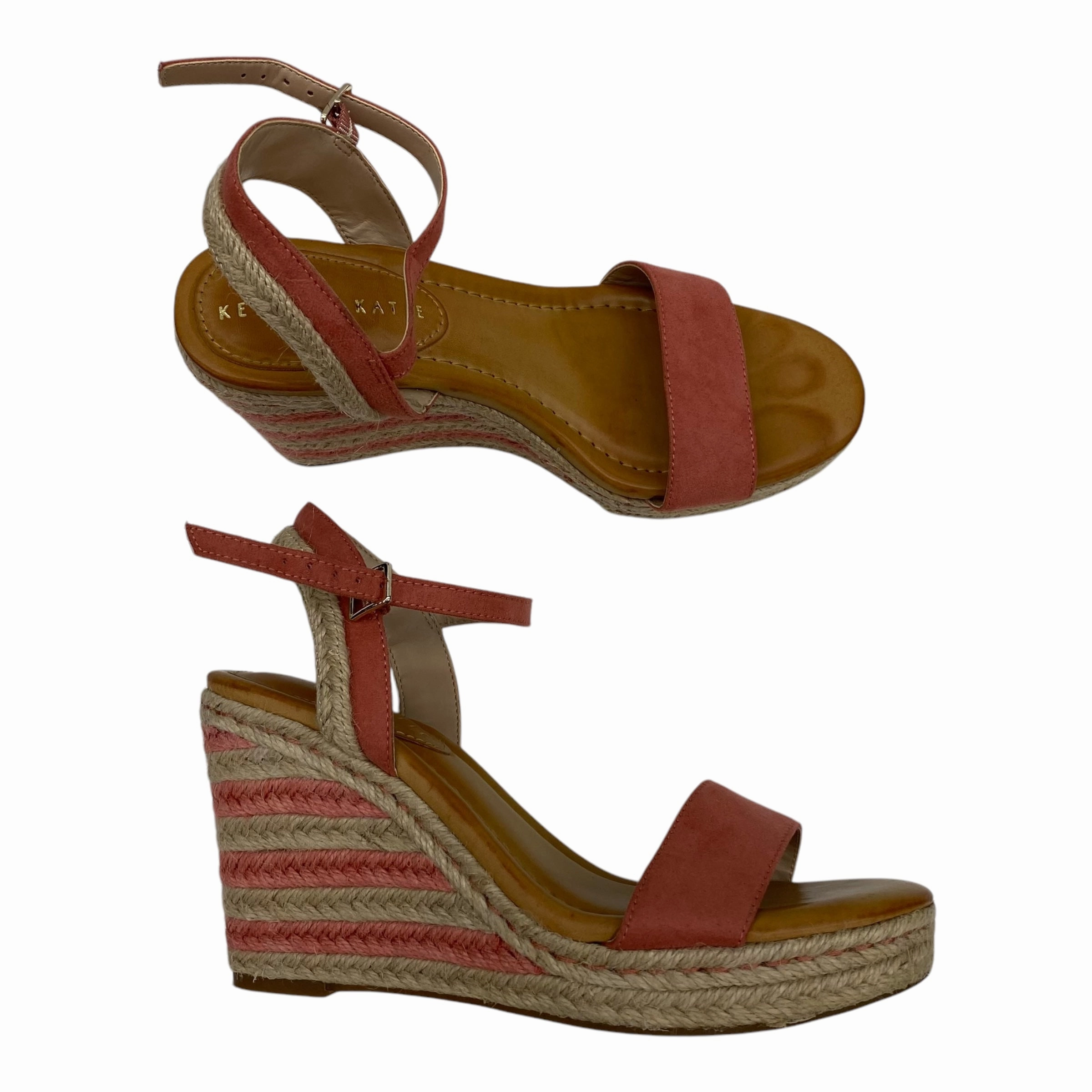Sandals Heels Wedge By Kelly And Katie In Pink & Tan, Size:6