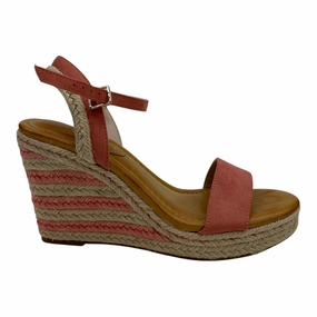 Sandals Heels Wedge By Kelly And Katie In Pink & Tan, Size:6