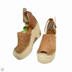 Sandals Heels Wedge By Marc Fisher In Brown & Cream, Size: 9