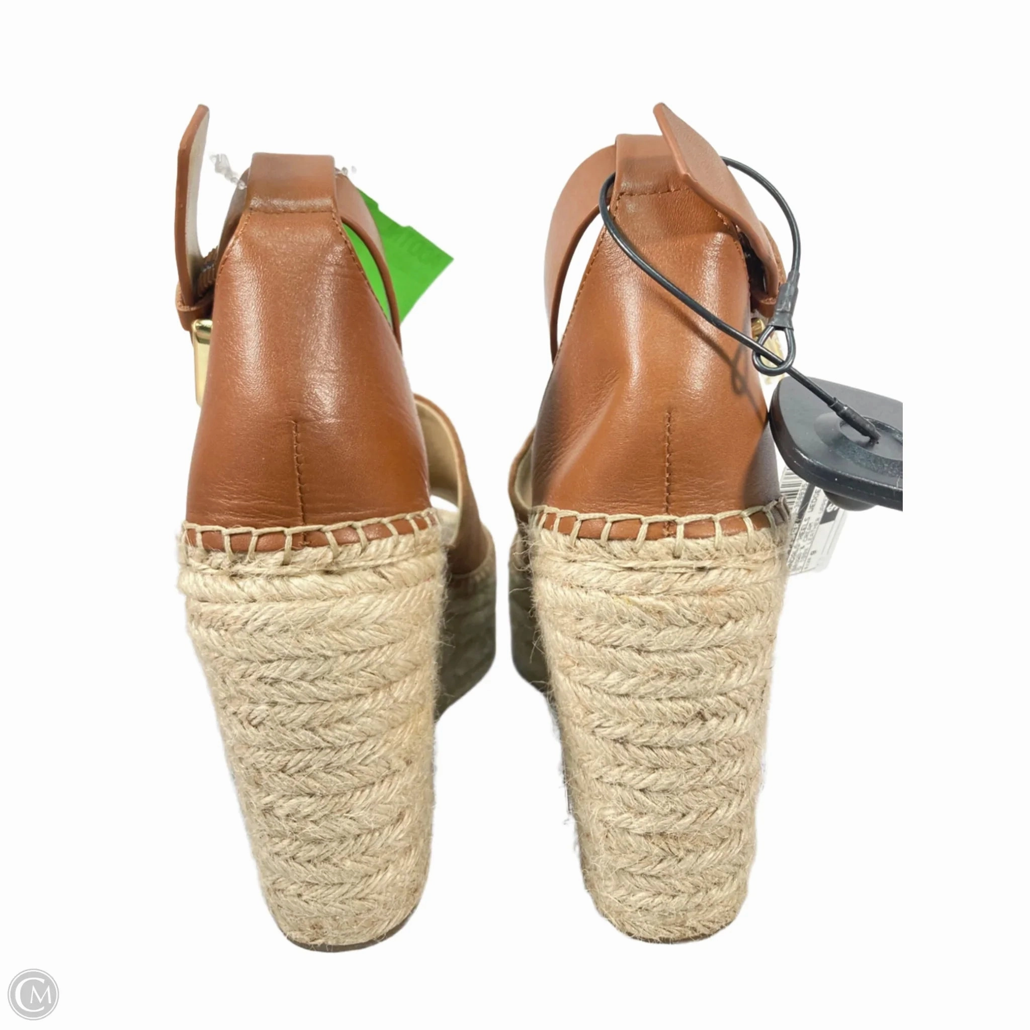 Sandals Heels Wedge By Marc Fisher In Brown & Cream, Size: 9