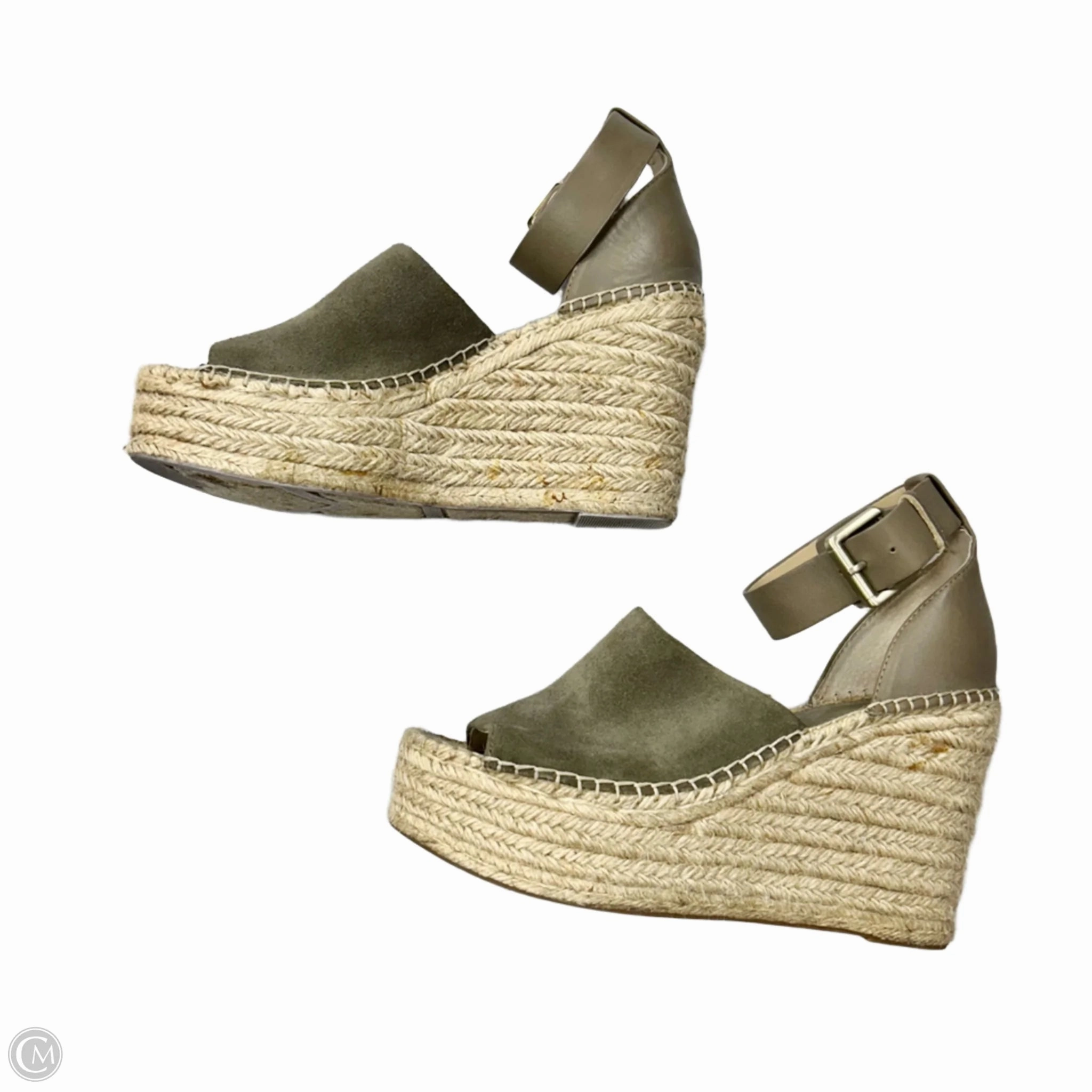 Sandals Heels Wedge By Marc Fisher In Taupe, Size: 8.5