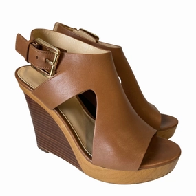Sandals Heels Wedge By Michael By Michael Kors In Brown, Size:6.5