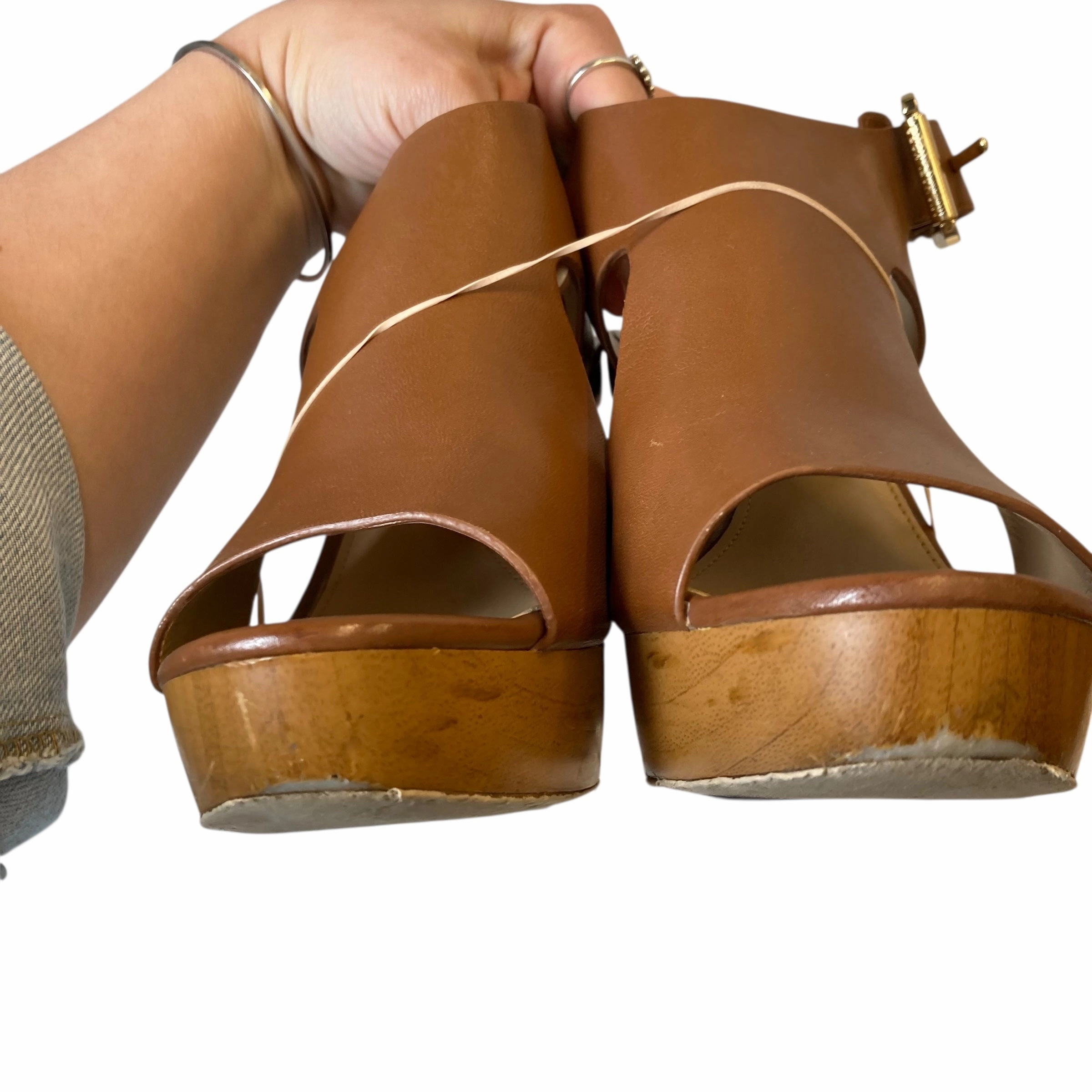Sandals Heels Wedge By Michael By Michael Kors In Brown, Size:6.5