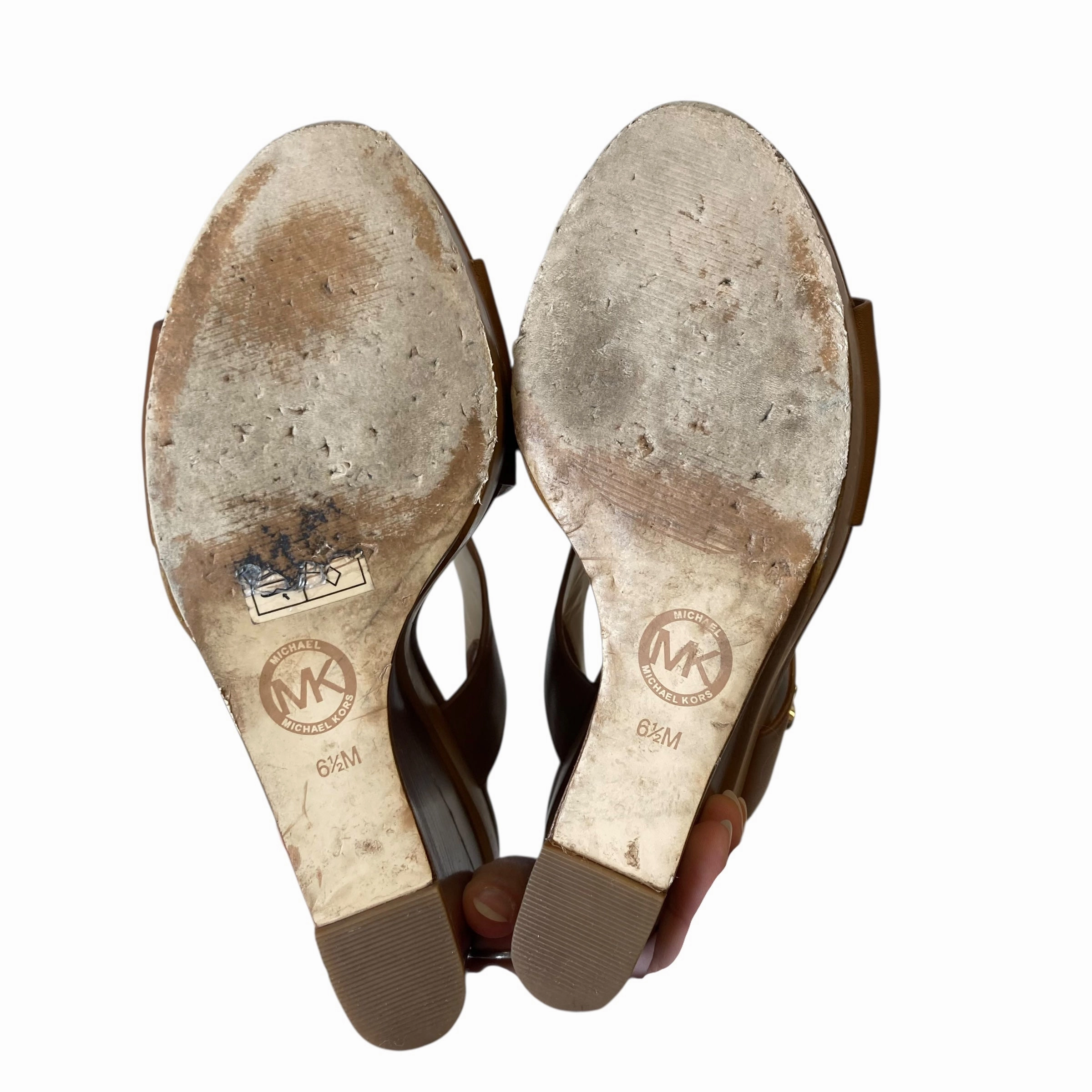 Sandals Heels Wedge By Michael By Michael Kors In Brown, Size:6.5