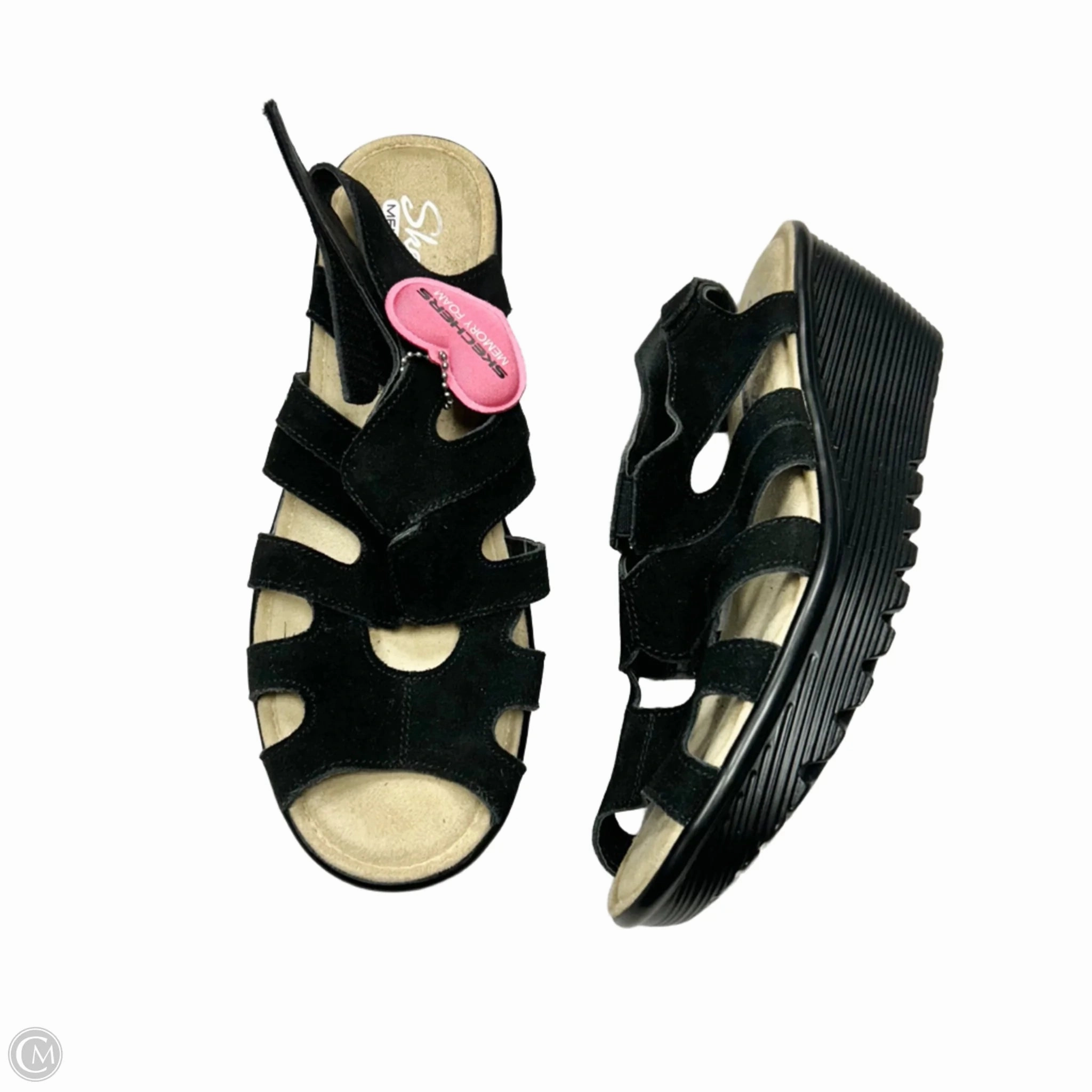 Sandals Heels Wedge By Skechers In Black, Size: 9