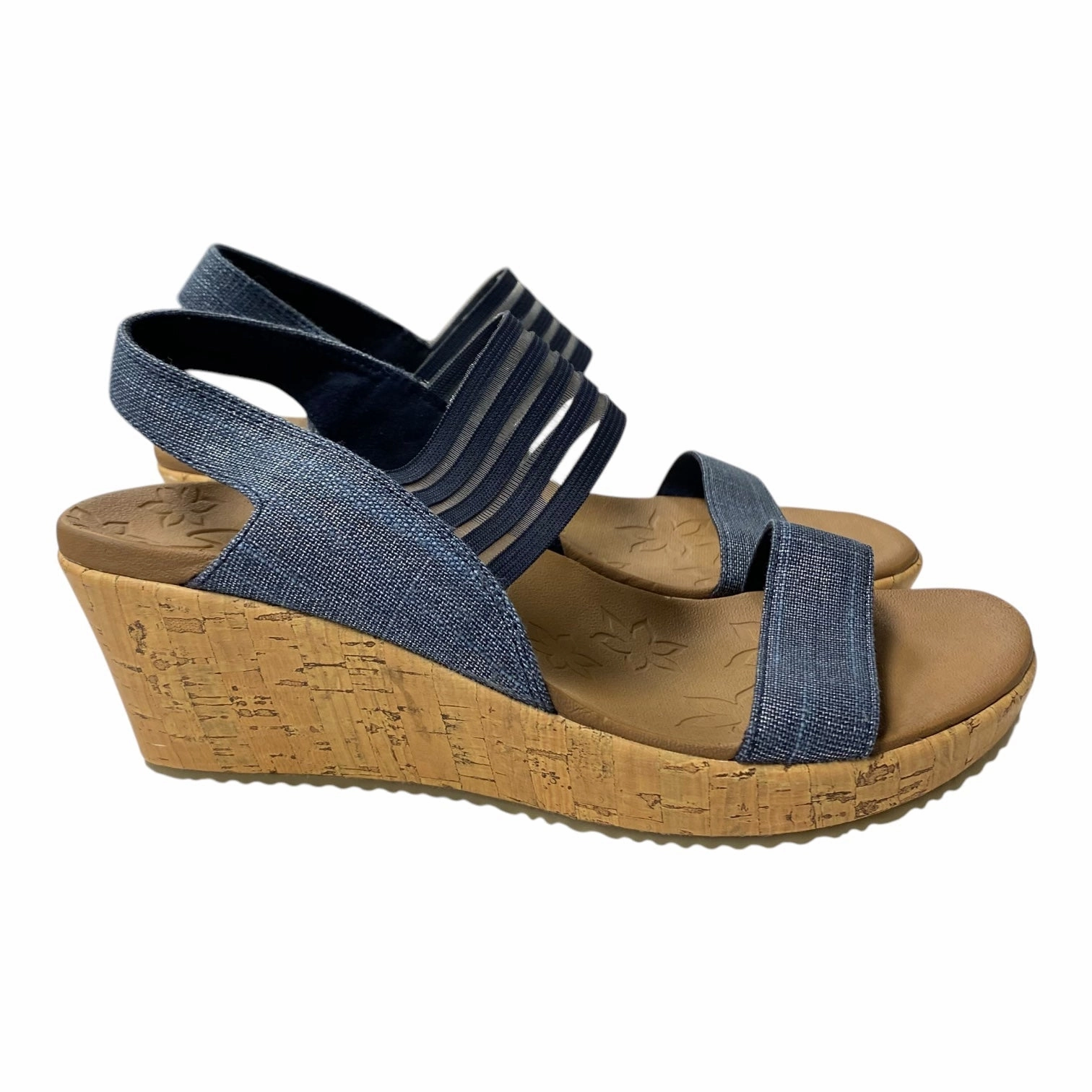 Sandals Heels Wedge By Skechers In Blue, Size:8