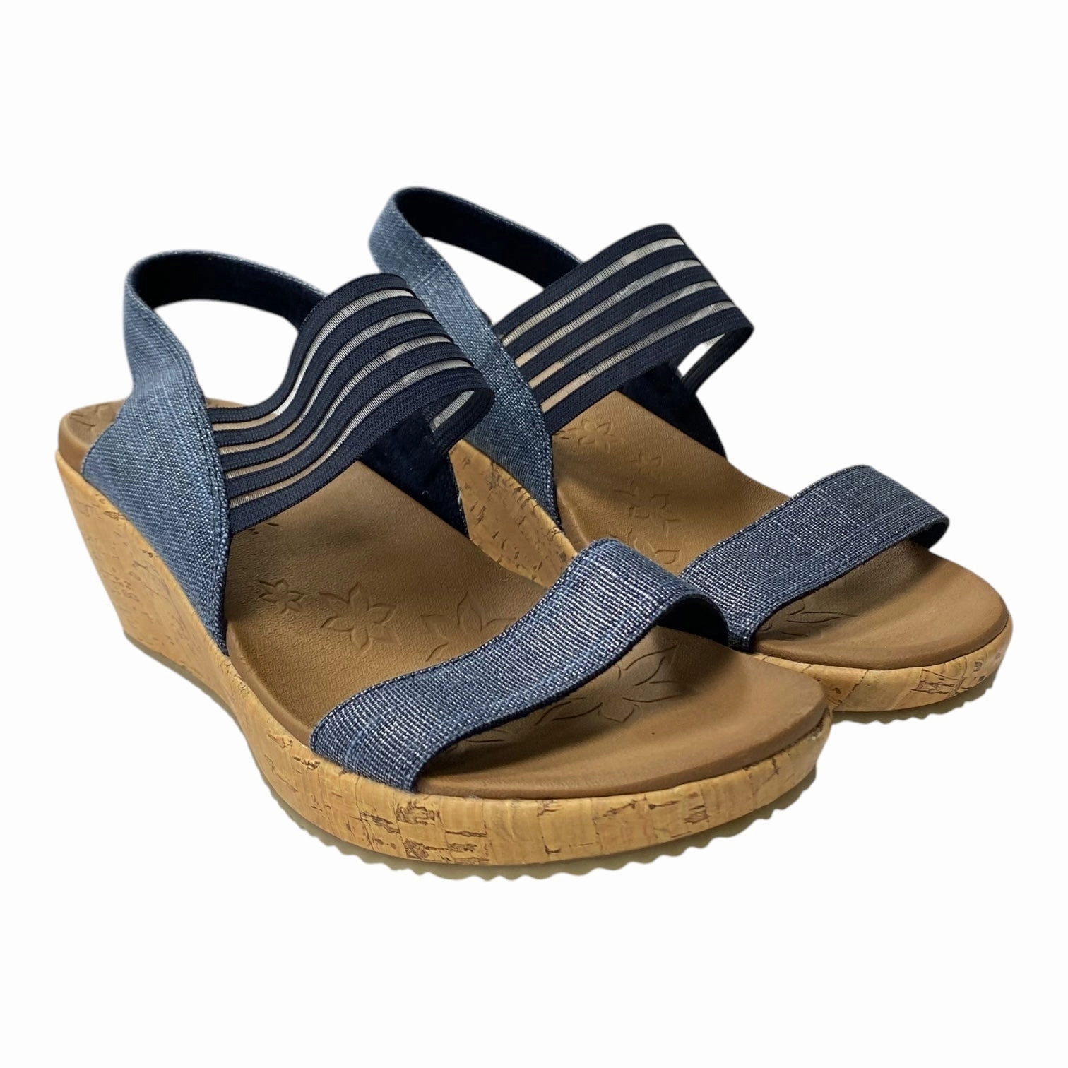 Sandals Heels Wedge By Skechers In Blue, Size:8
