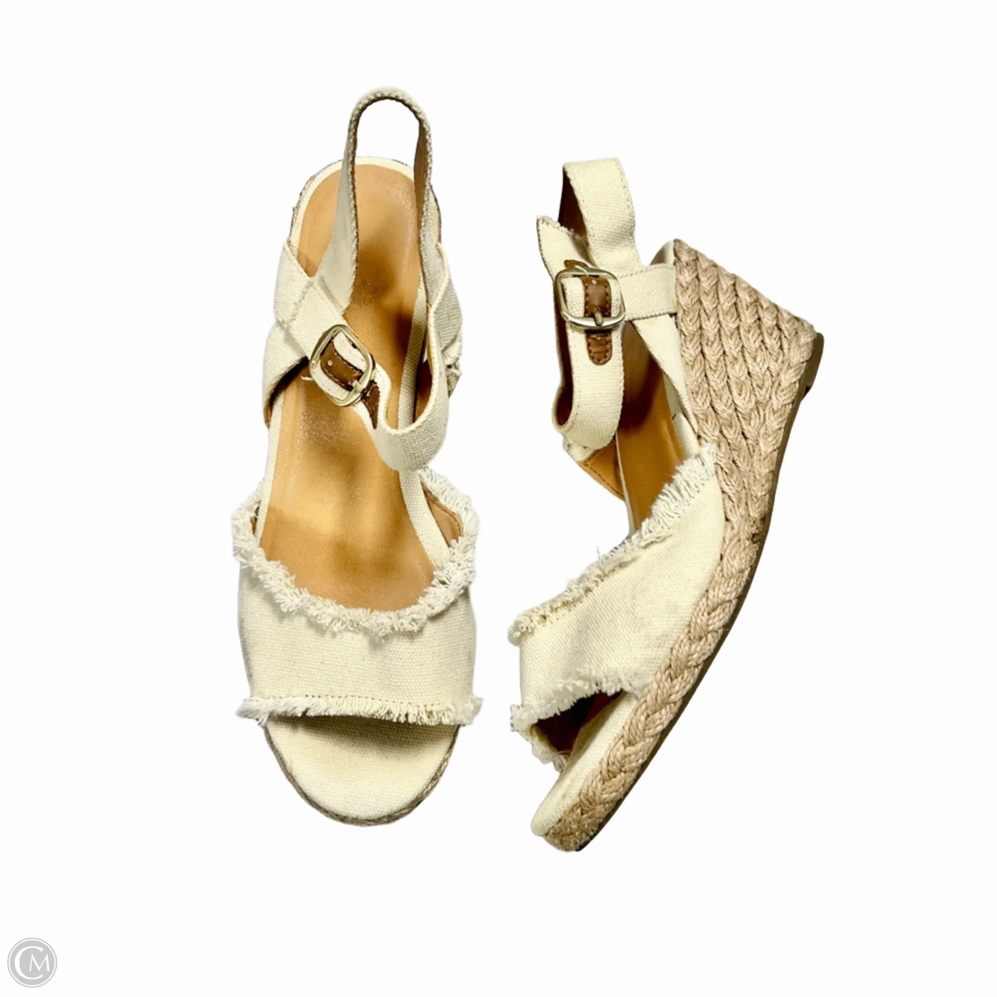 Sandals Heels Wedge By Tommy Bahama In Cream, Size: 8.5