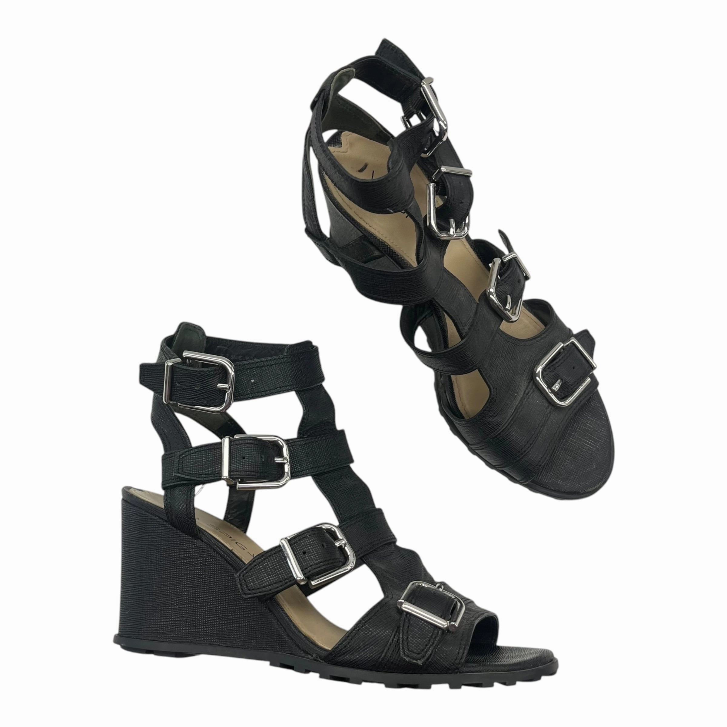 Sandals Heels Wedge By Via Spiga In Black, Size:7