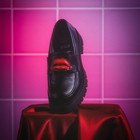 Science Fiction Lips Loafers - Black