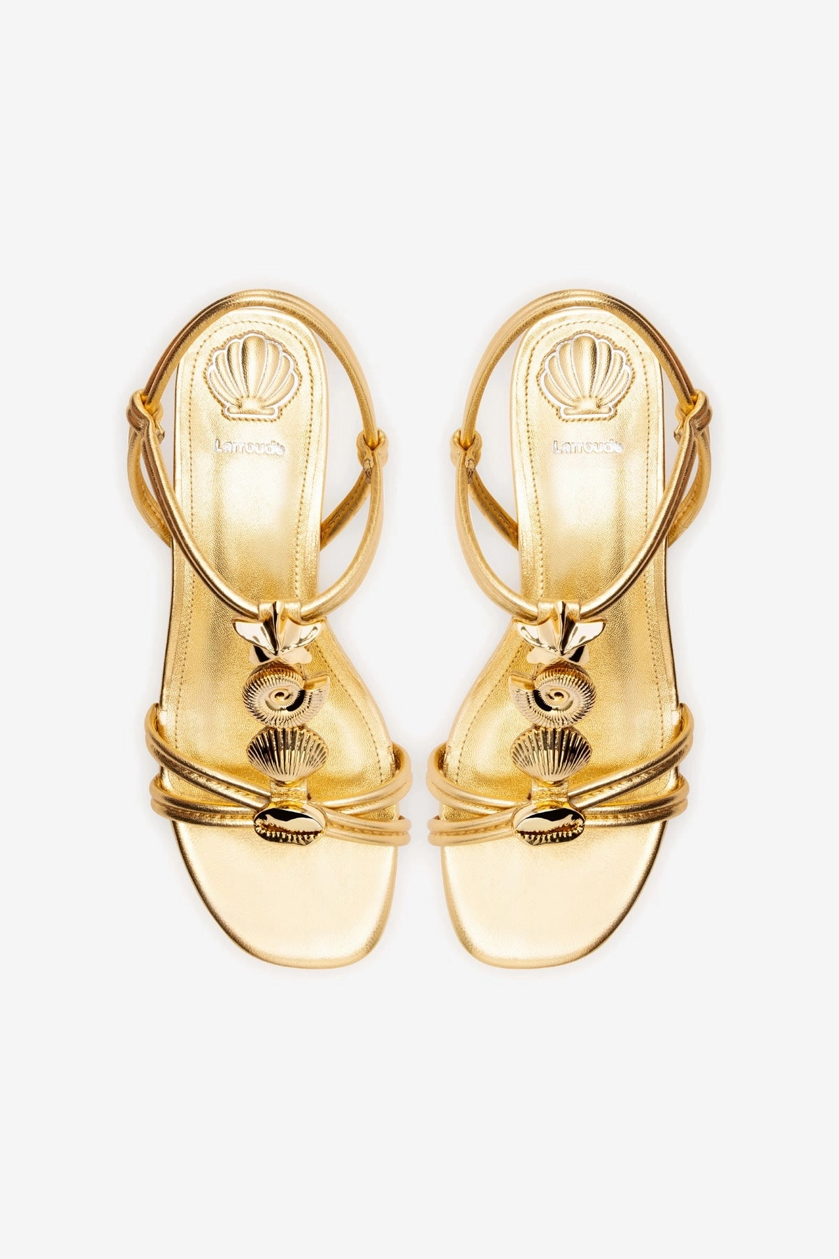 Shelly Flat Sandal In Gold Metallic Leather