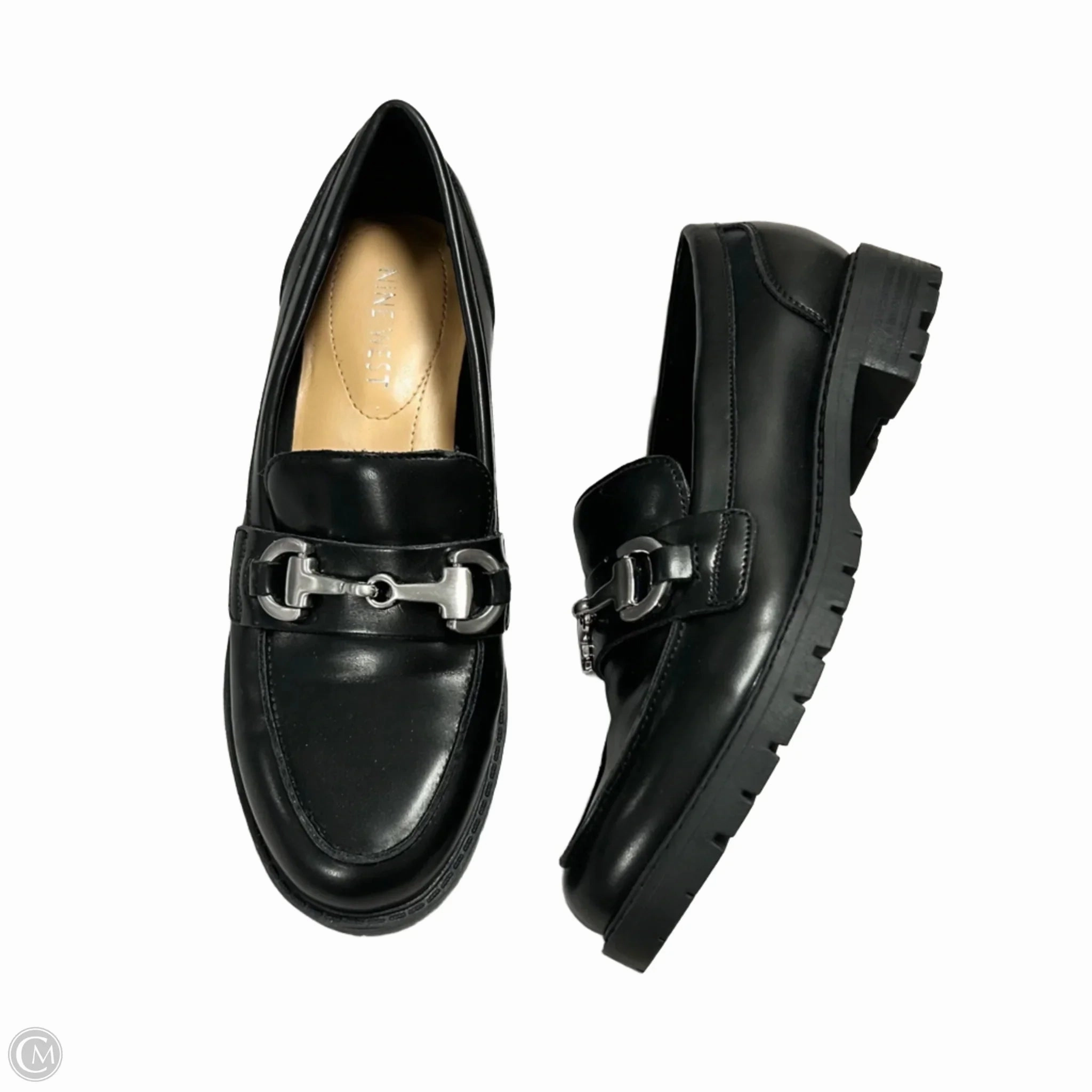 Shoes Flats By Nine West In Black & Silver, Size: 5.5
