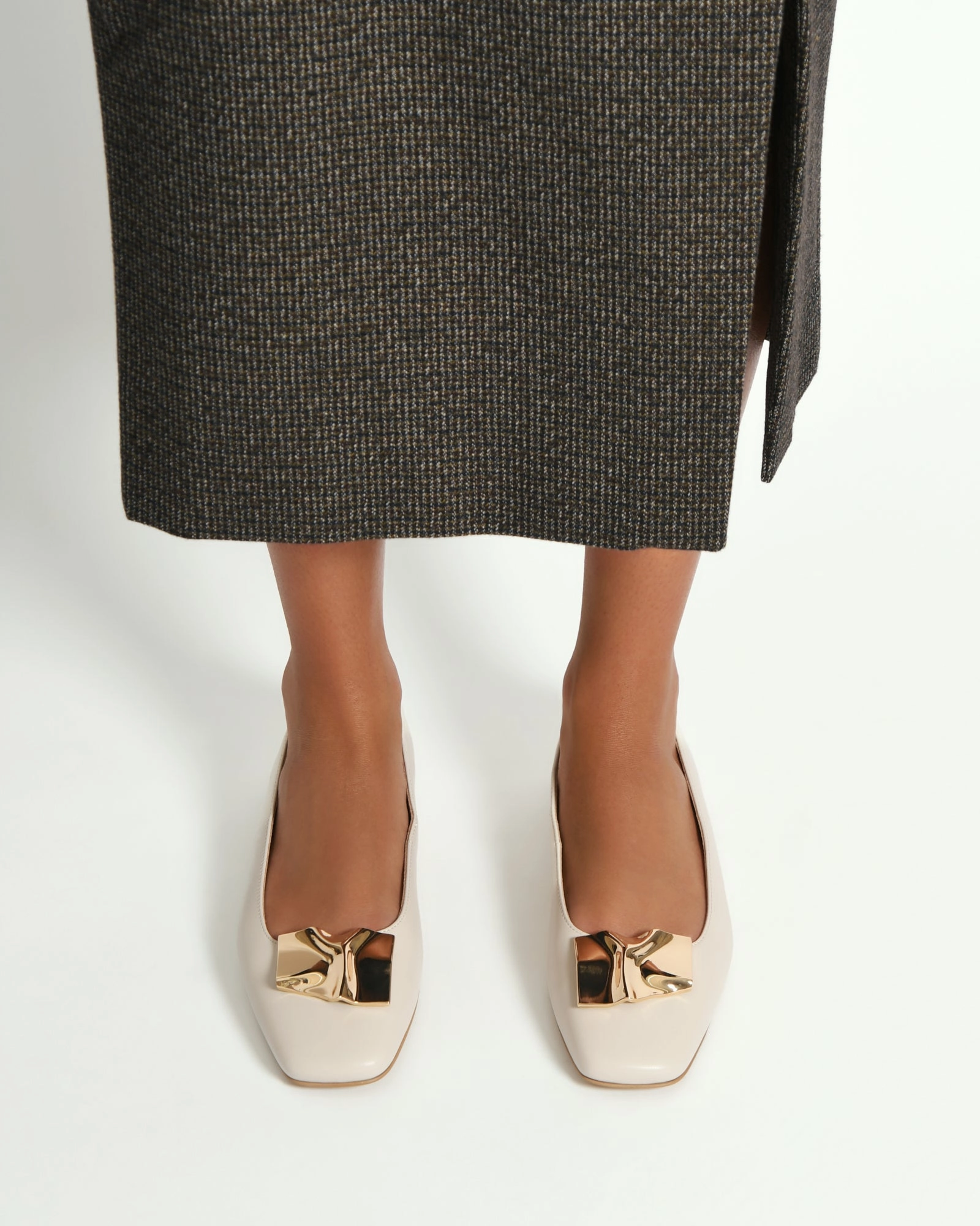 SONNY DRESS FLATS OFF WHITE LEATHER