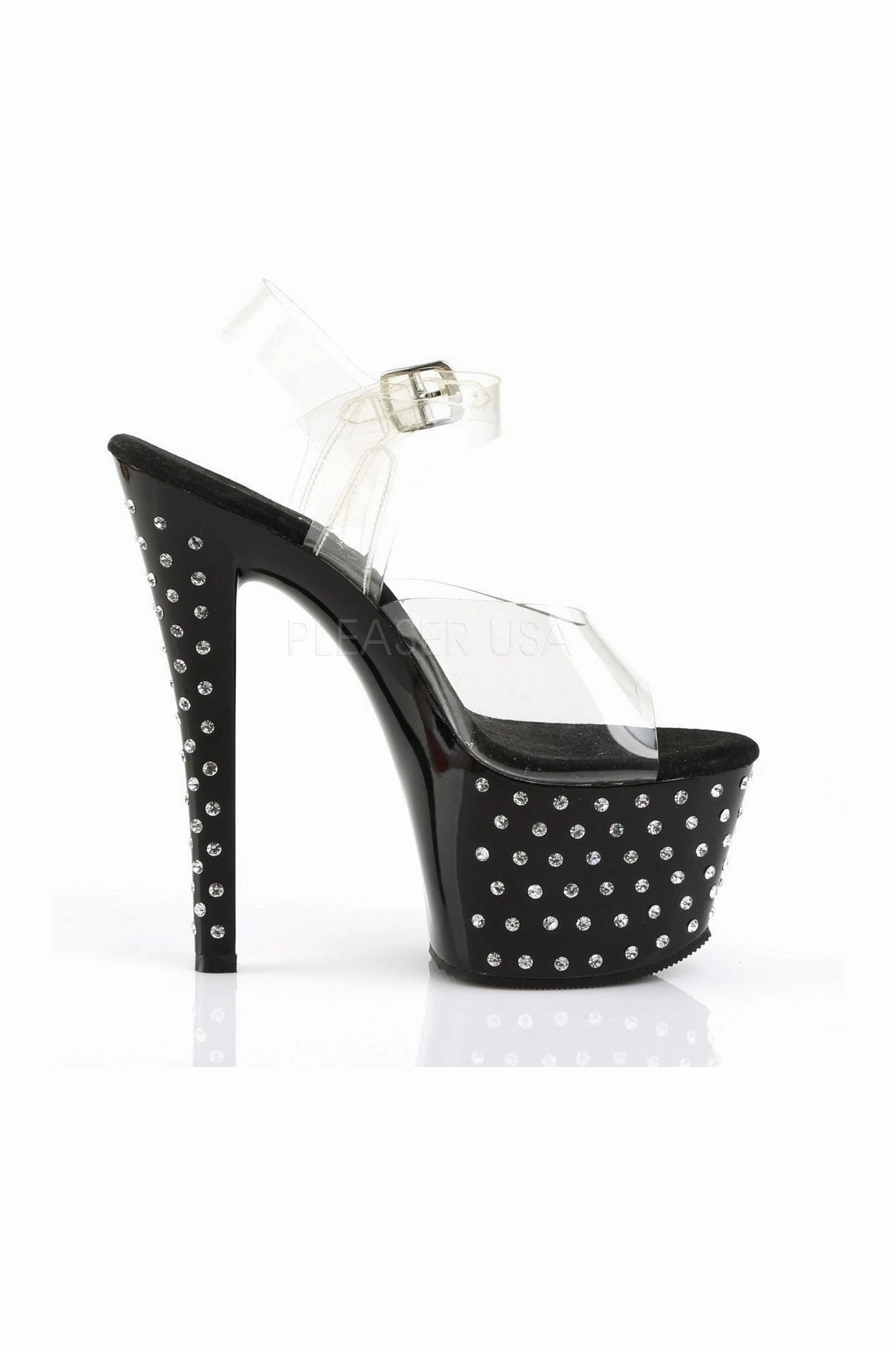 STARDUST-708 Platform Sandal  | Black Vinyl