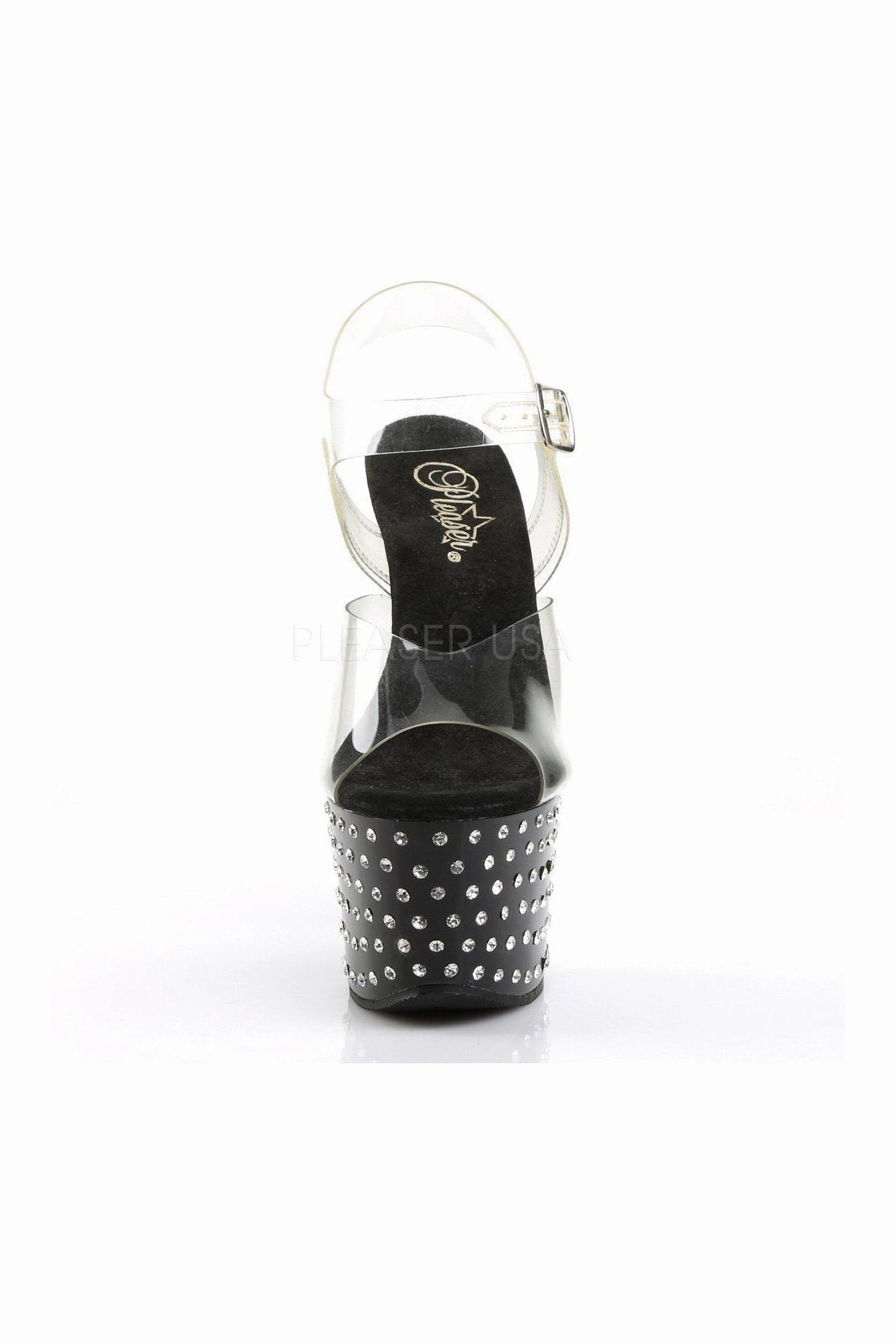 STARDUST-708 Platform Sandal  | Black Vinyl