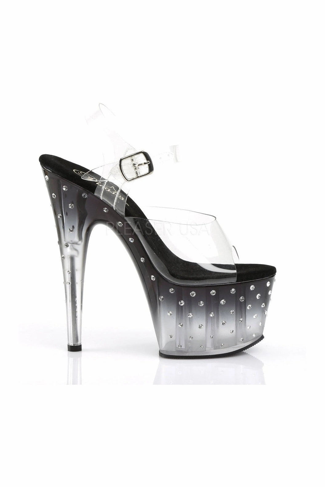 STARDUST-708T Platform Sandal  | Black Vinyl
