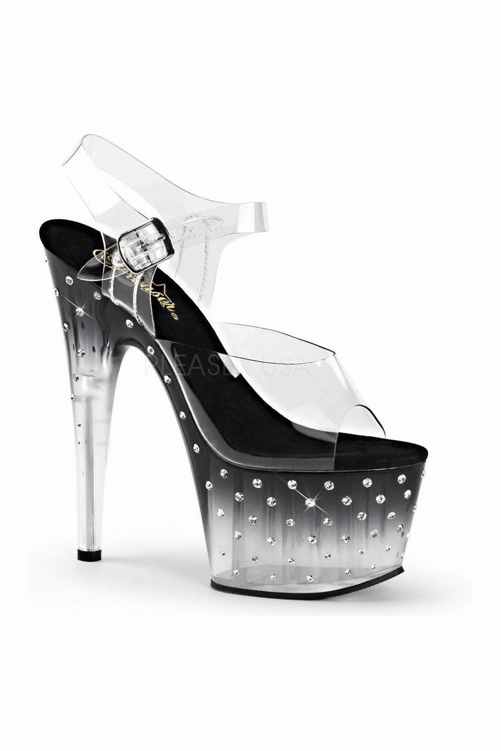 STARDUST-708T Platform Sandal  | Black Vinyl