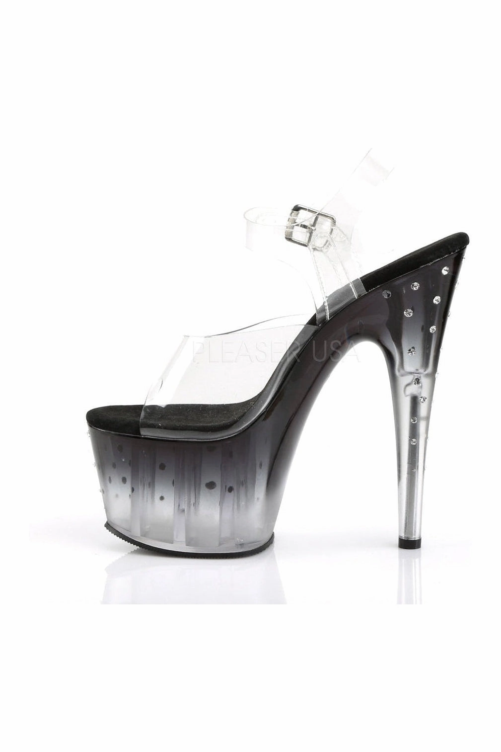 STARDUST-708T Platform Sandal  | Black Vinyl