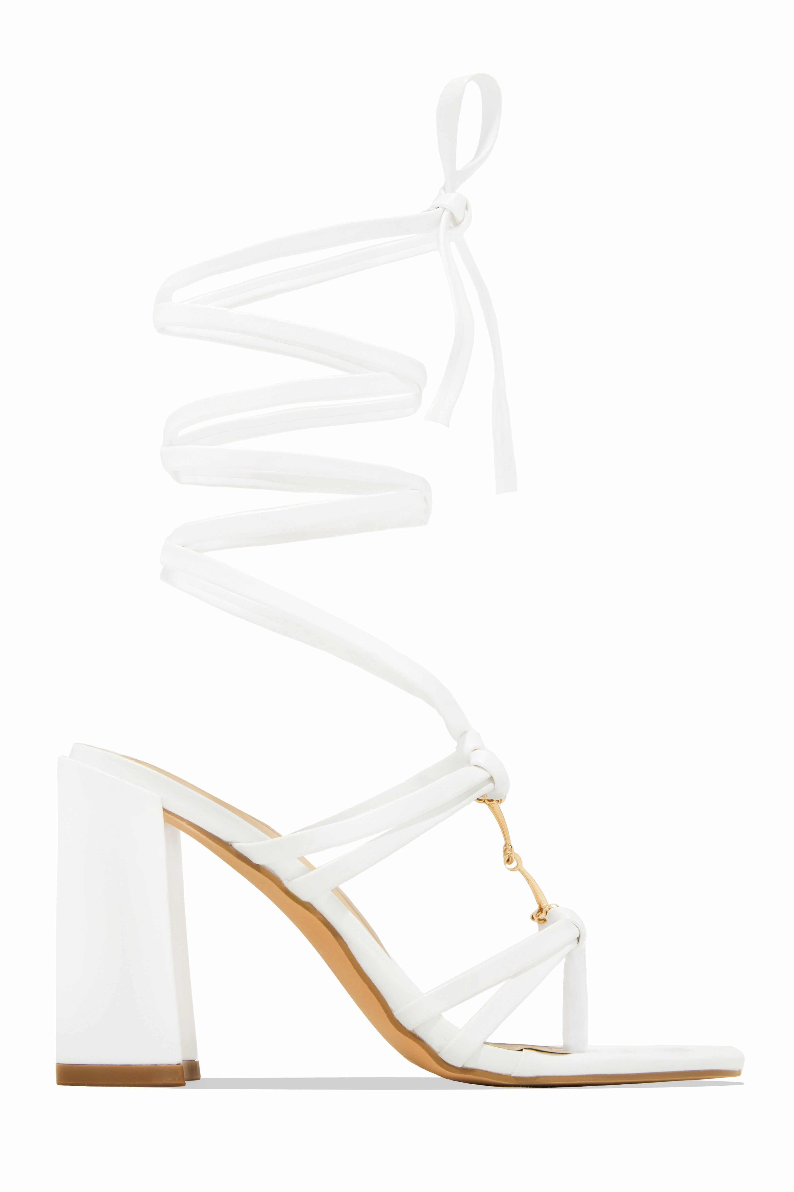 Stepping Out Lace Up Block Heels - Multi