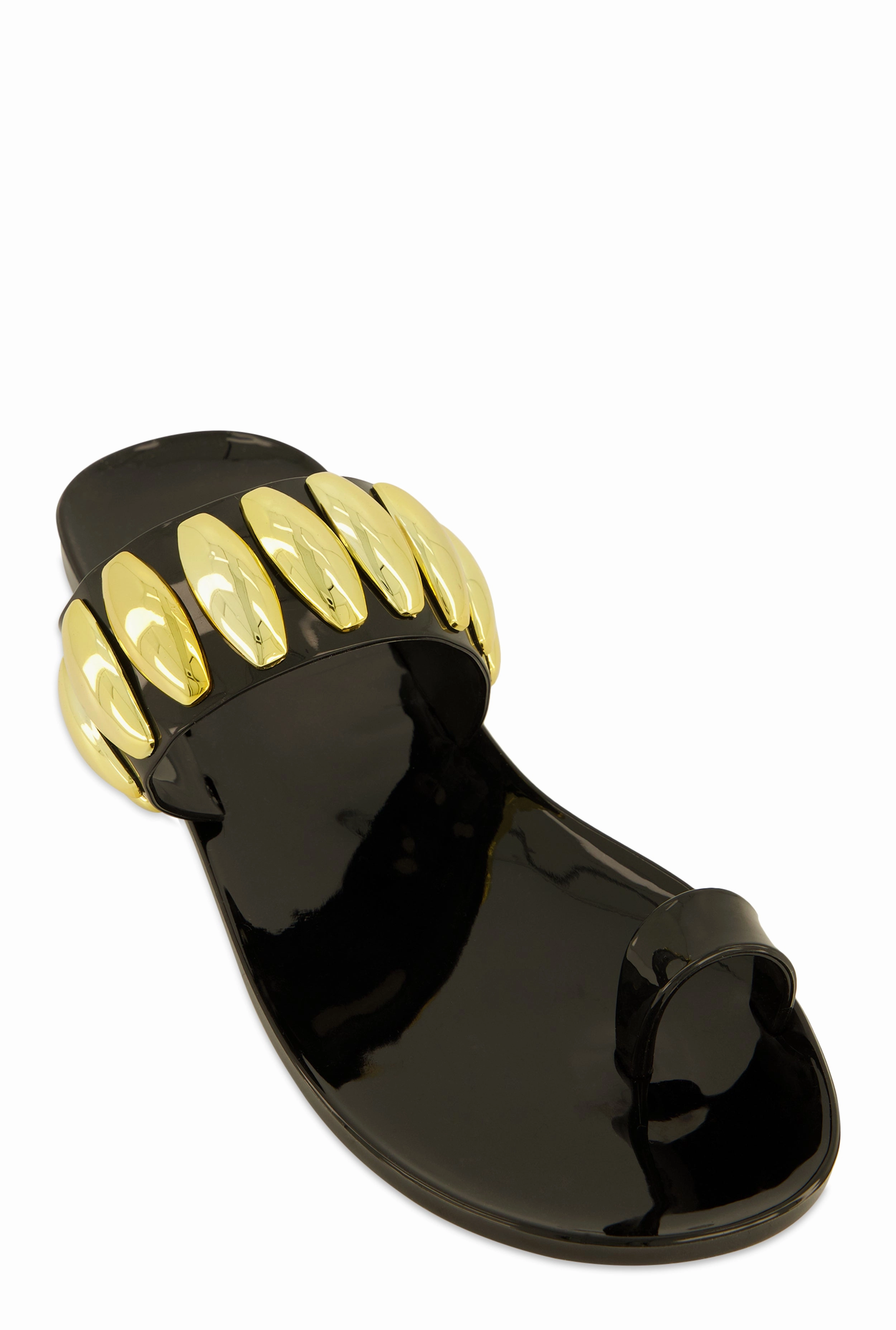 Studded Band Toe Loop Jelly Sandals