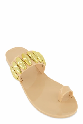 Studded Band Toe Loop Jelly Sandals