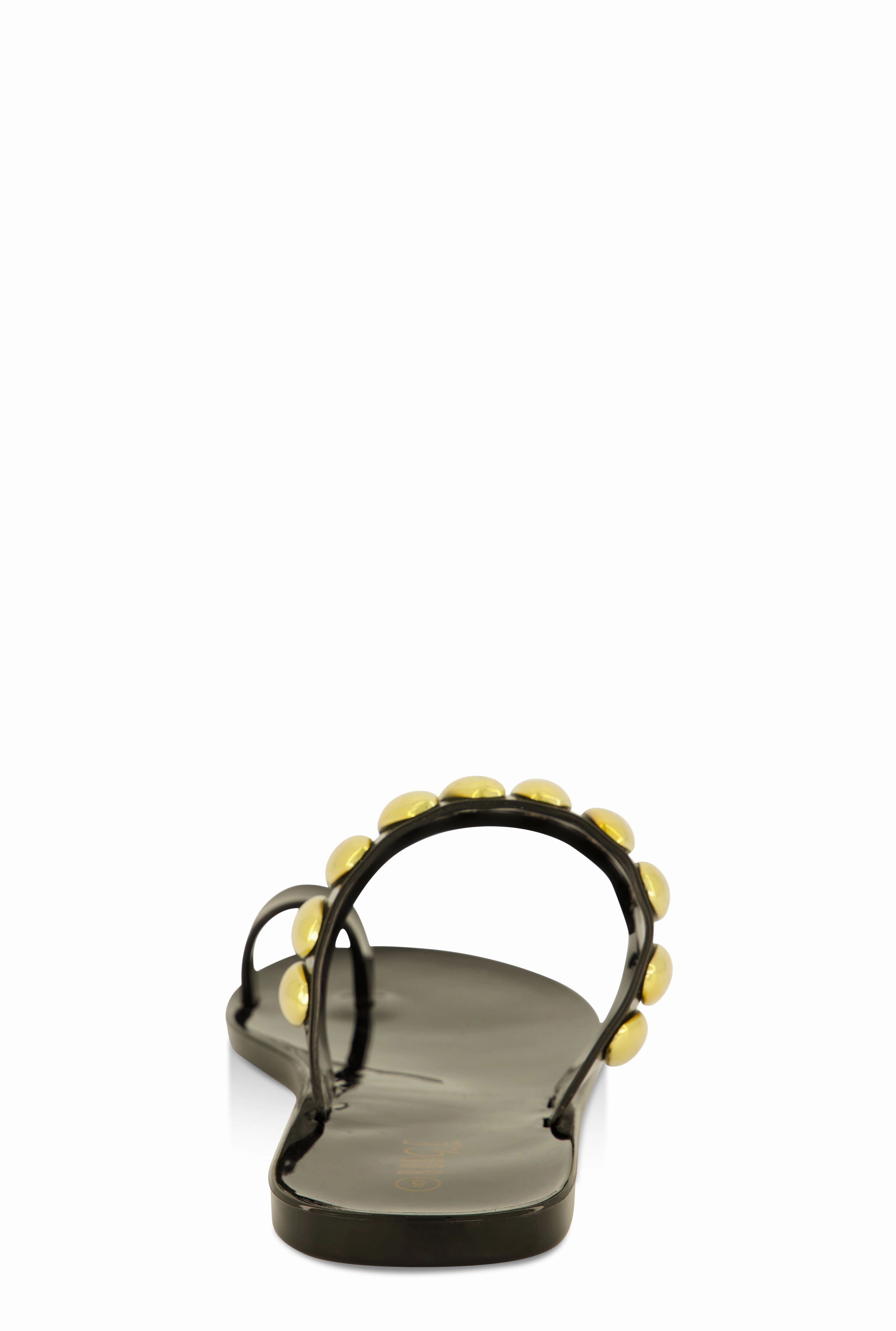 Studded Band Toe Loop Jelly Sandals