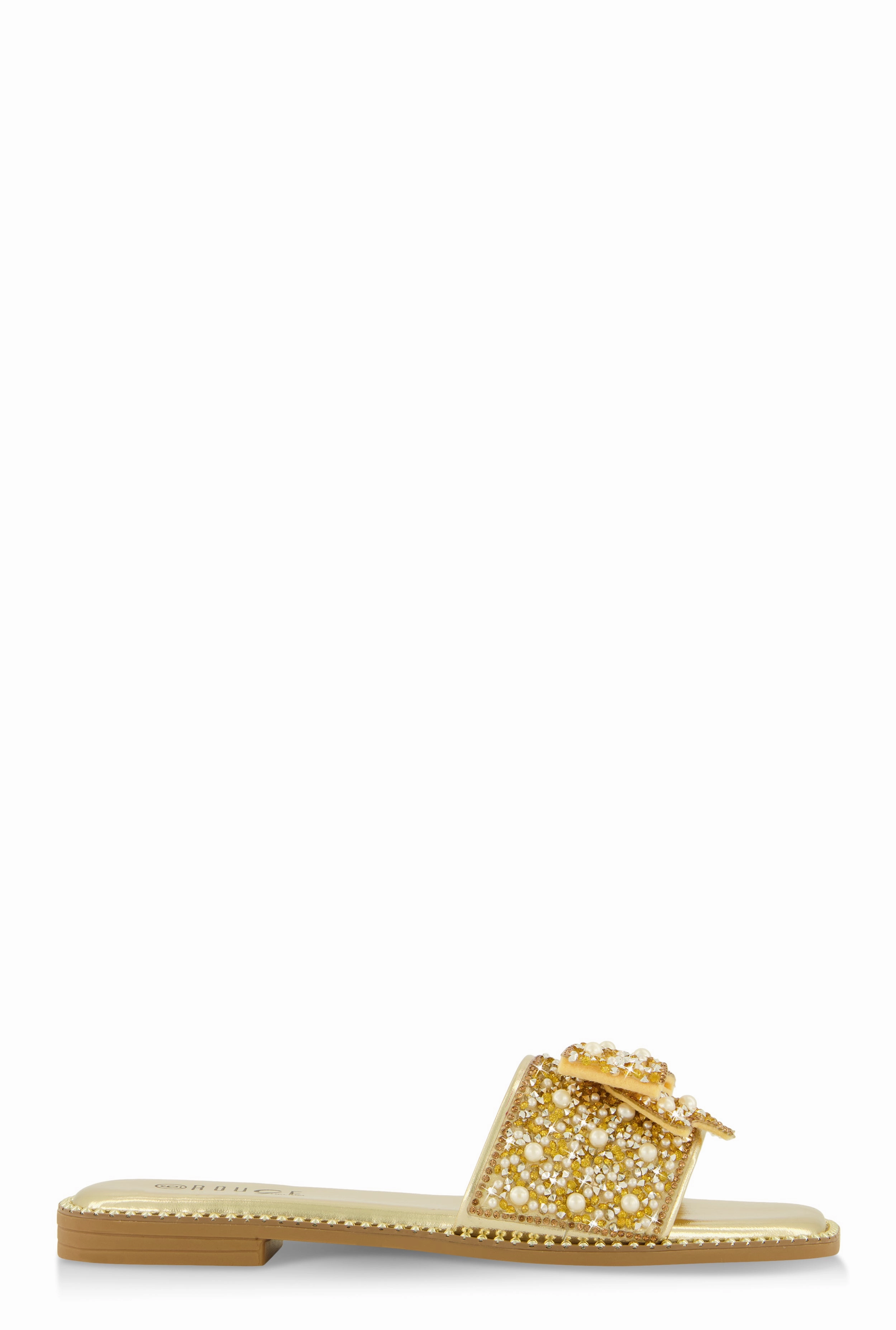 Studded Bow Band Slide Sandals