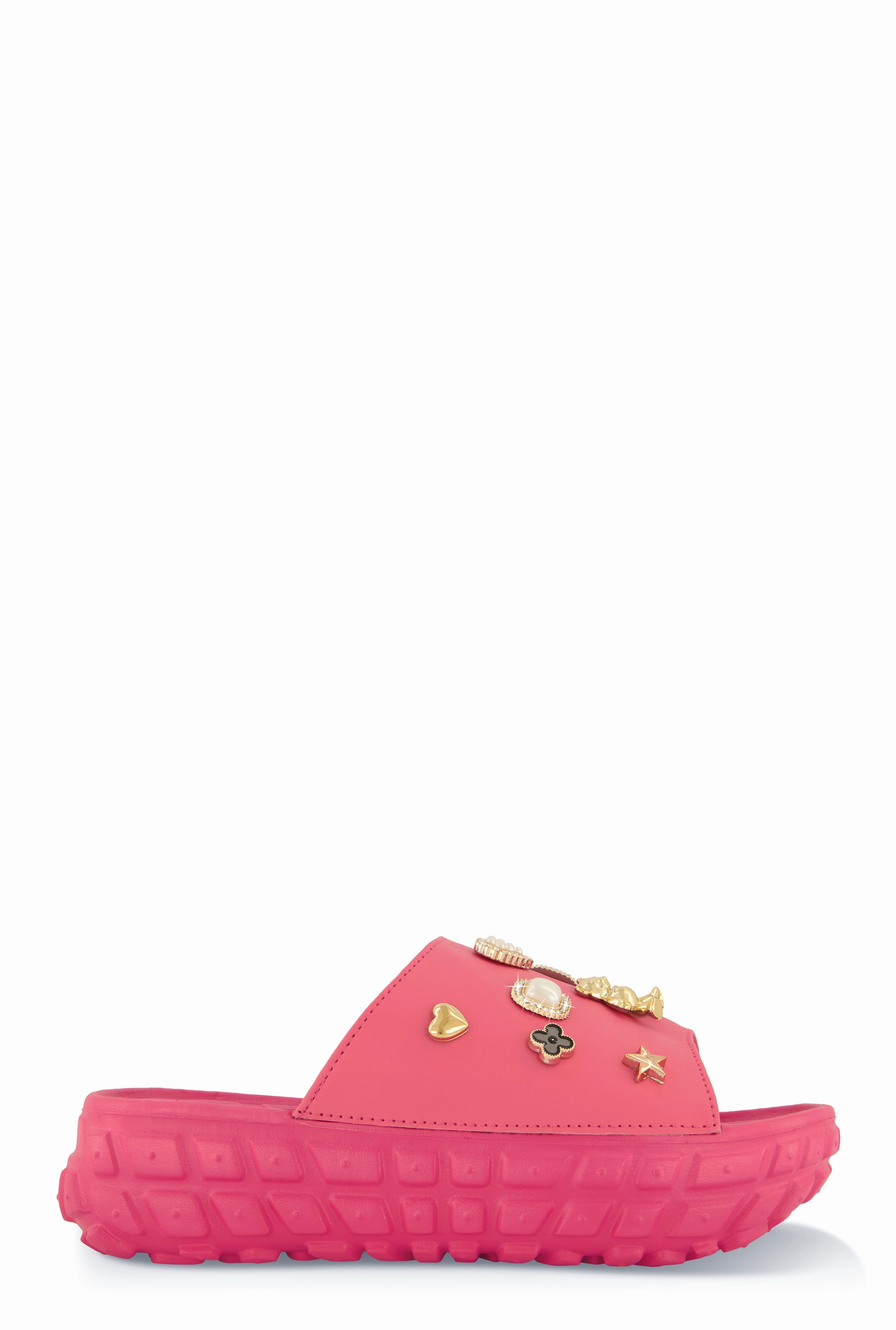 Studded Charm Platform Slide Sandals