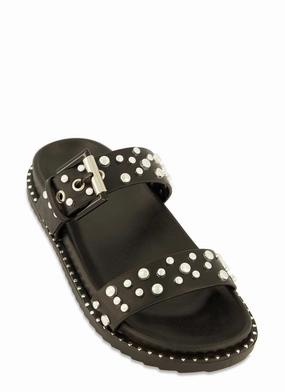 Studded Double Band Footbed Slide Sandals