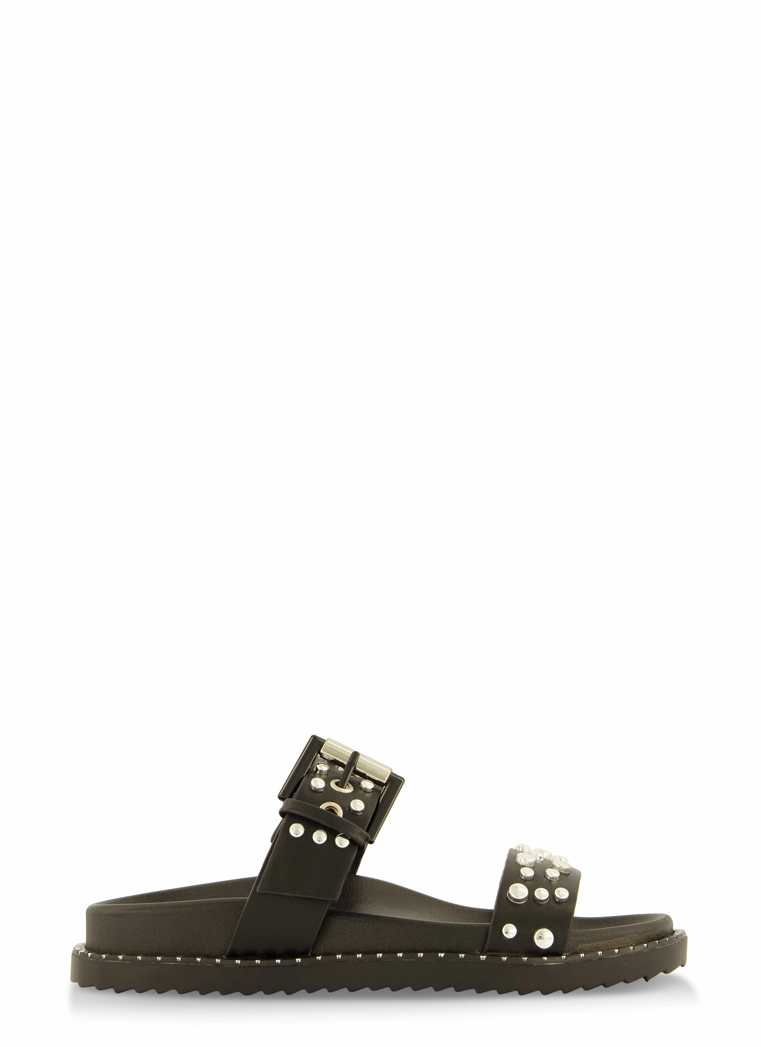 Studded Double Band Footbed Slide Sandals